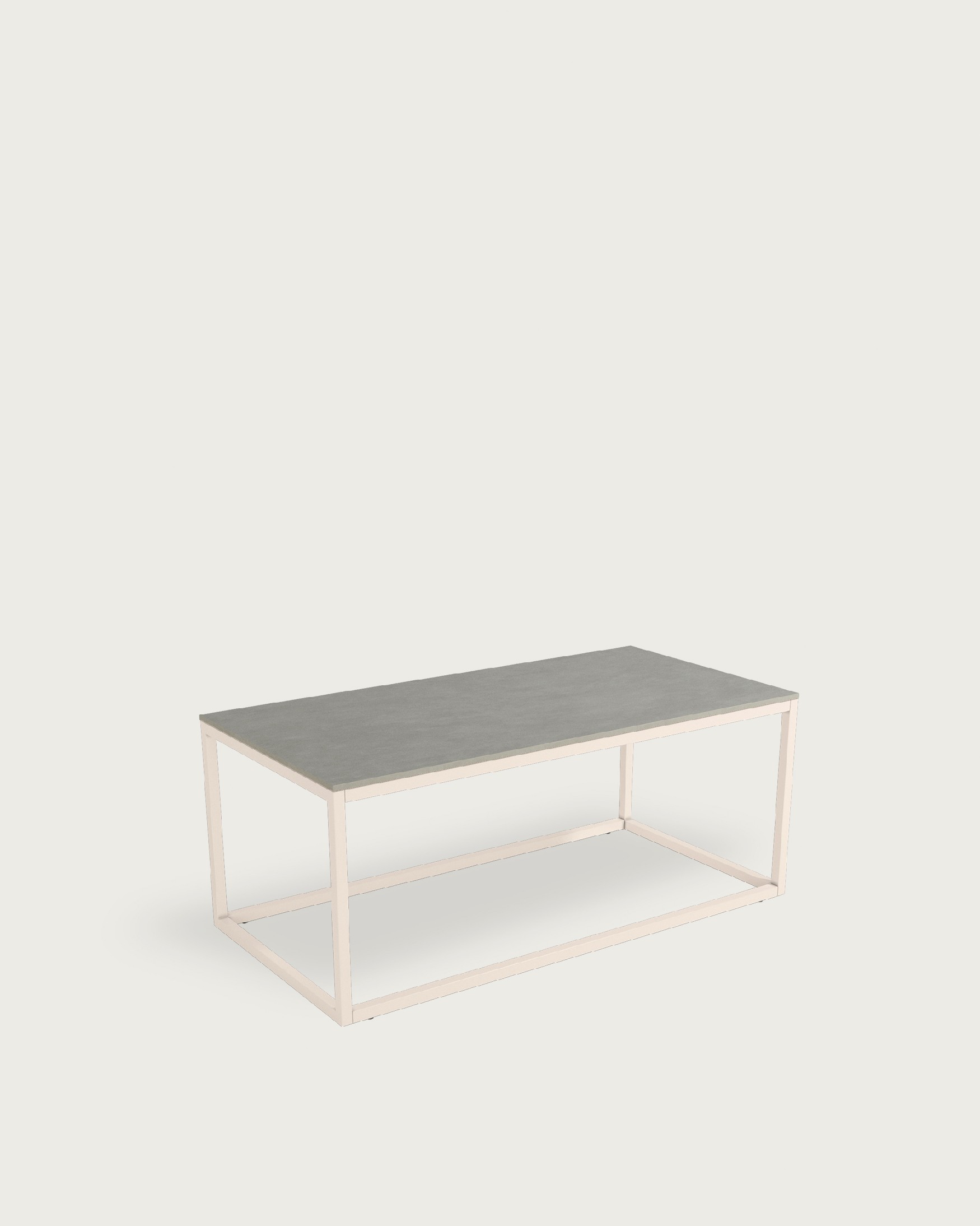 Balear auxiliary table with portland porcelain top and ivory metal leg 100 x 50 cm