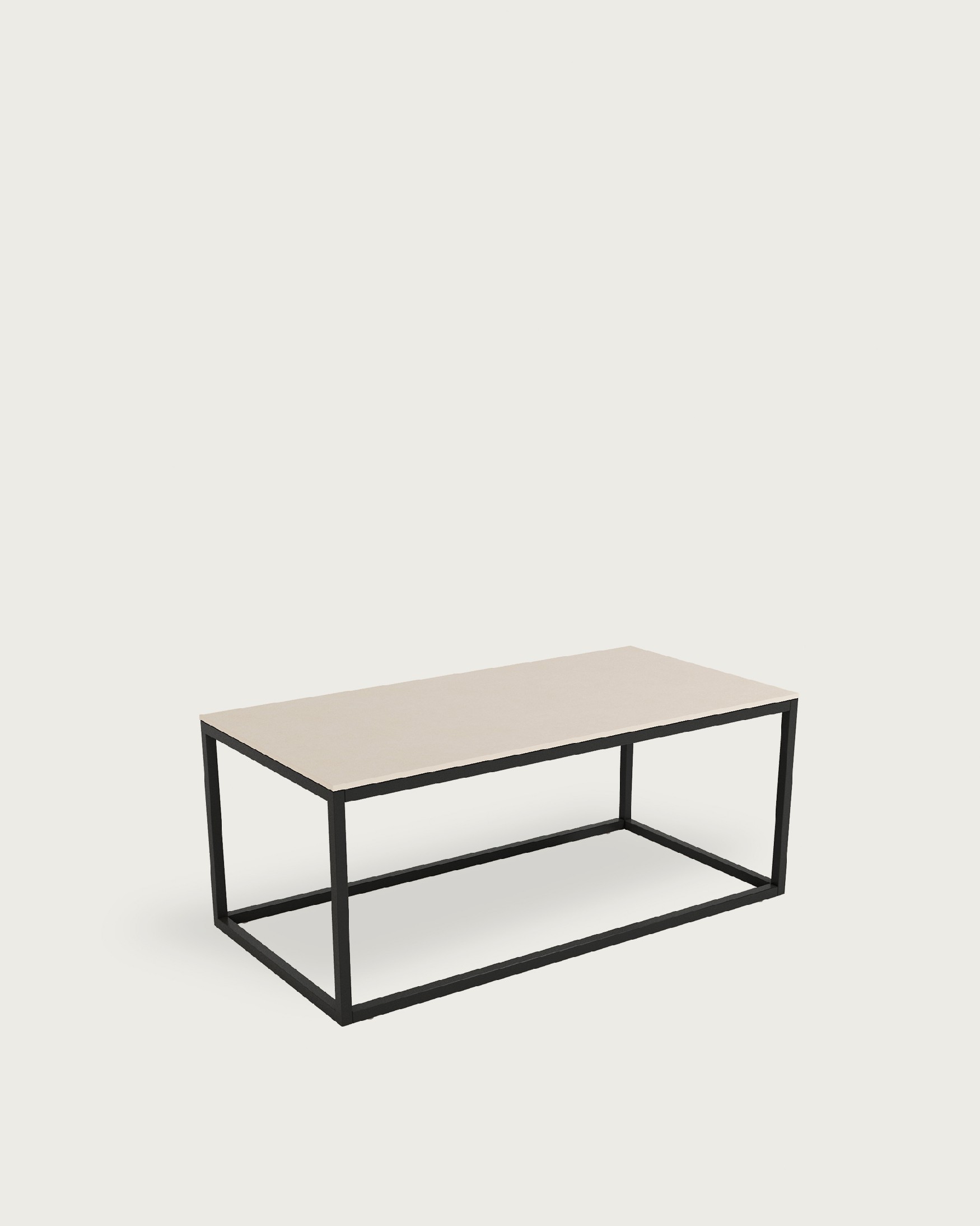 Mesa auxiliar Balear con sobre porcelánico Arena y pata metálica negra 100 x 50 cm