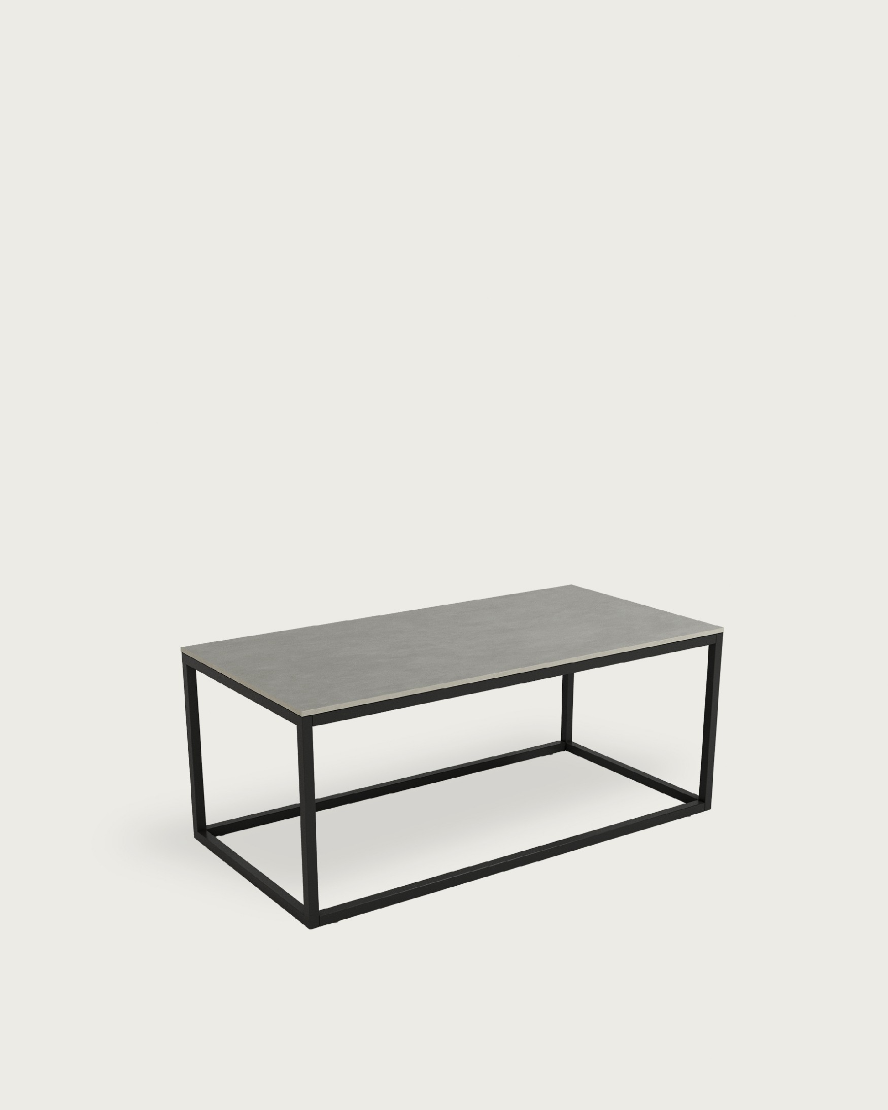 Balear auxiliary table with portland porcelain top and black metal leg 100 x 50 cm