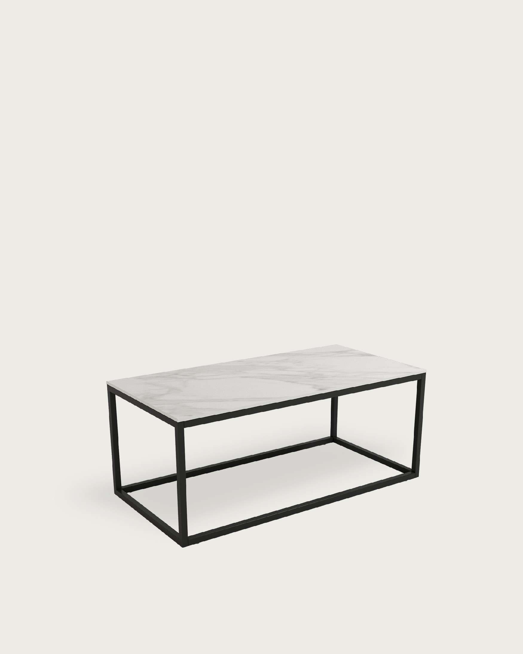 Balear auxiliary table with carrara porcelain top and black metal leg 100 x 50 cm