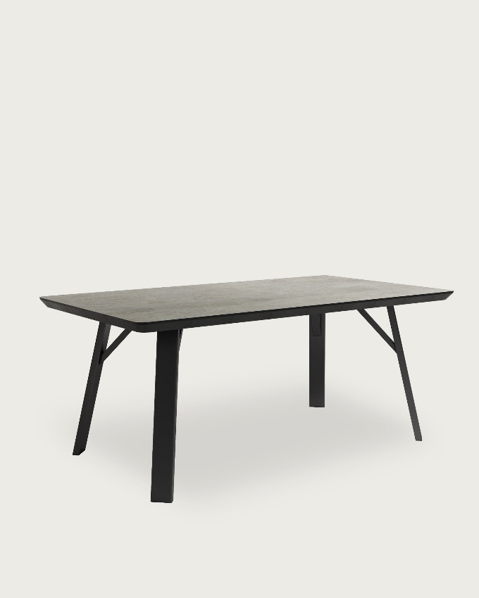 Mesa Baltic  con acabado MDF porland y estructura metálica negra 160 x 90 cm