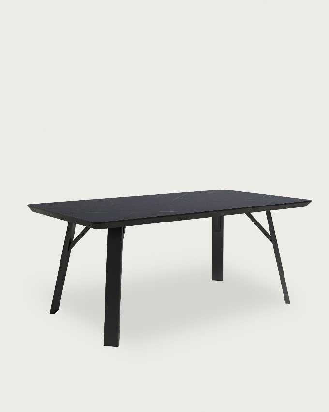 Mesa Baltic  con acabado MDF marquina y estructura metálica negra 160 x 90 cm