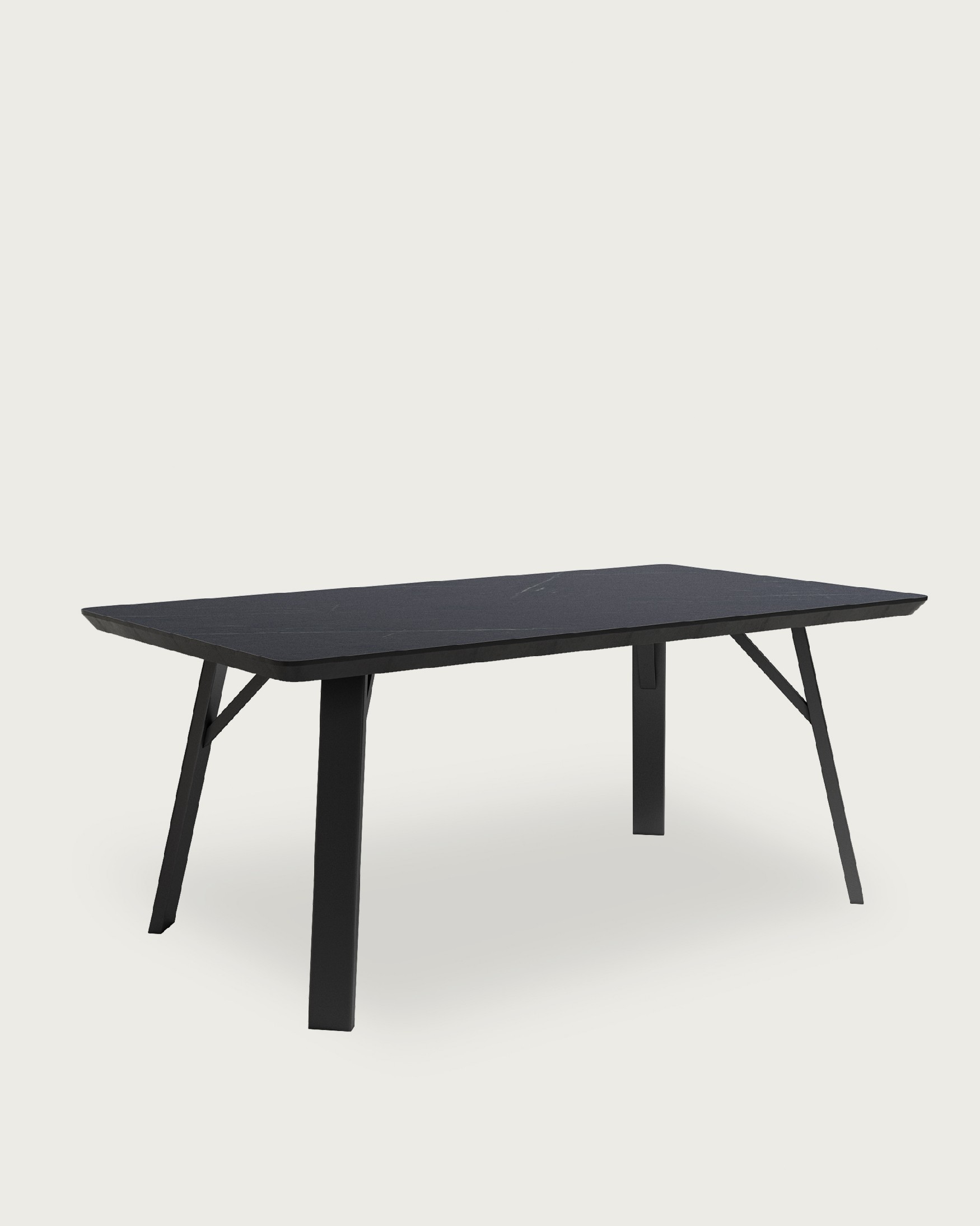 Mesa Baltic  con acabado MDF marquina y estructura metálica negra 160 x 90 cm