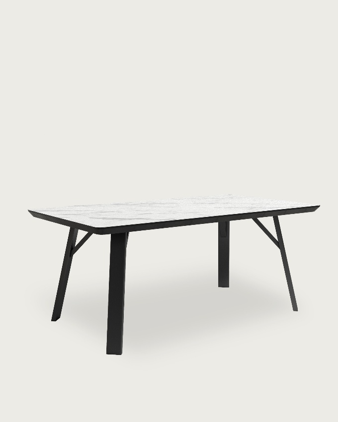 Mesa Baltic  con acabado MDF carrara y estructura metálica negra 160 x 90 cm