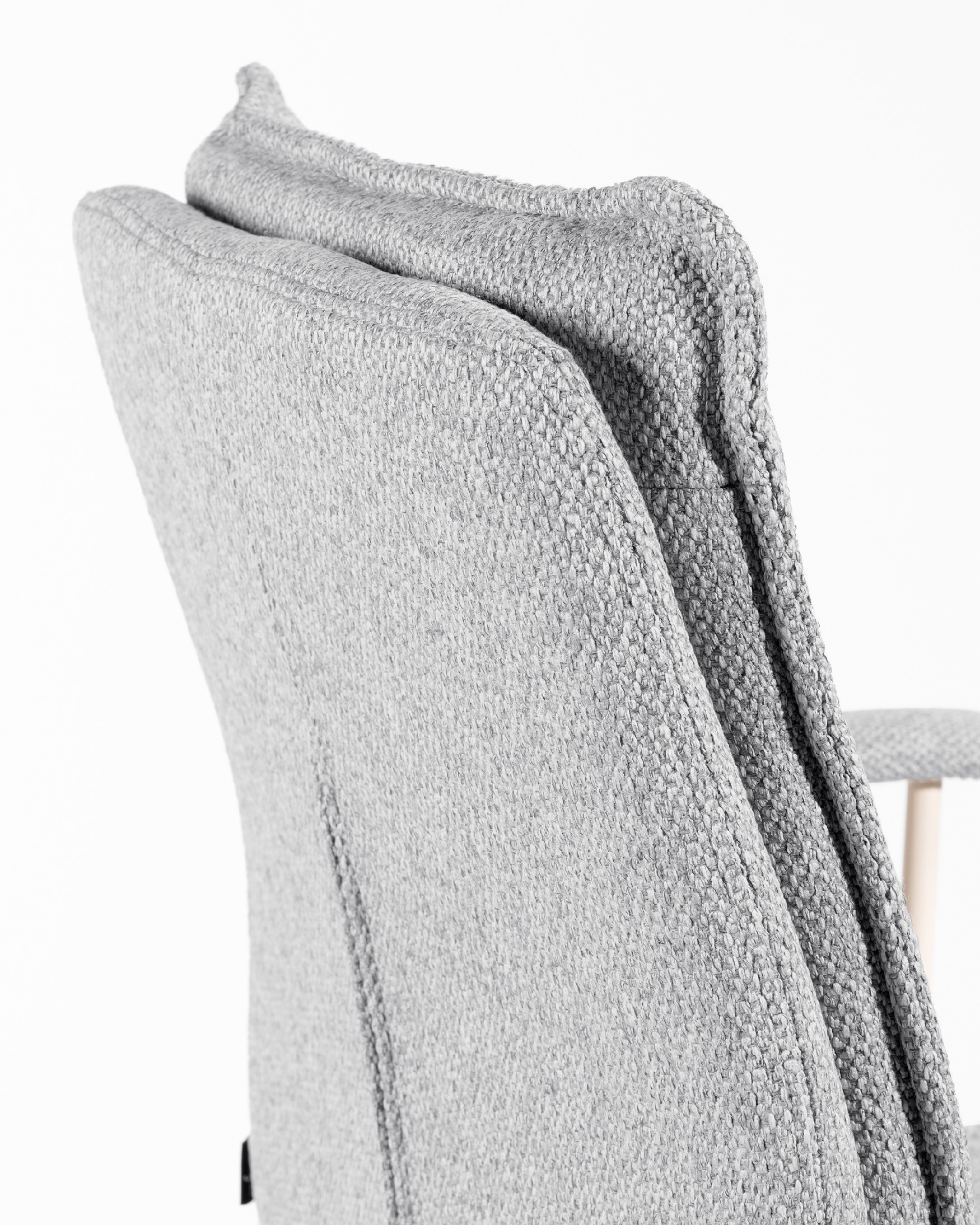 Chaise Basel pivotante avec roulettes, revêtement gris et pieds métalliques ivoire