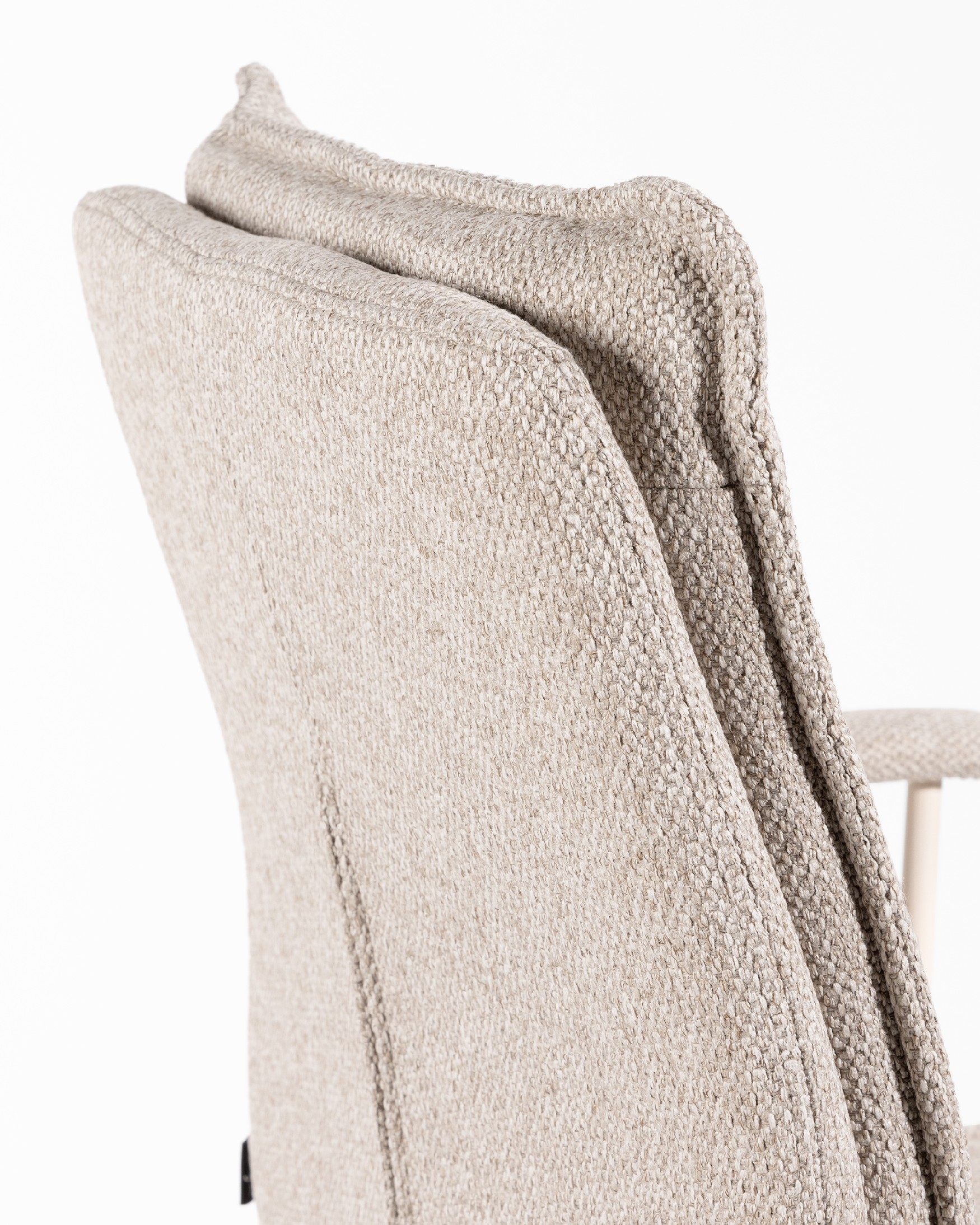 Basel swivel chair with wheels, upholstered in brown with ivory metal legs