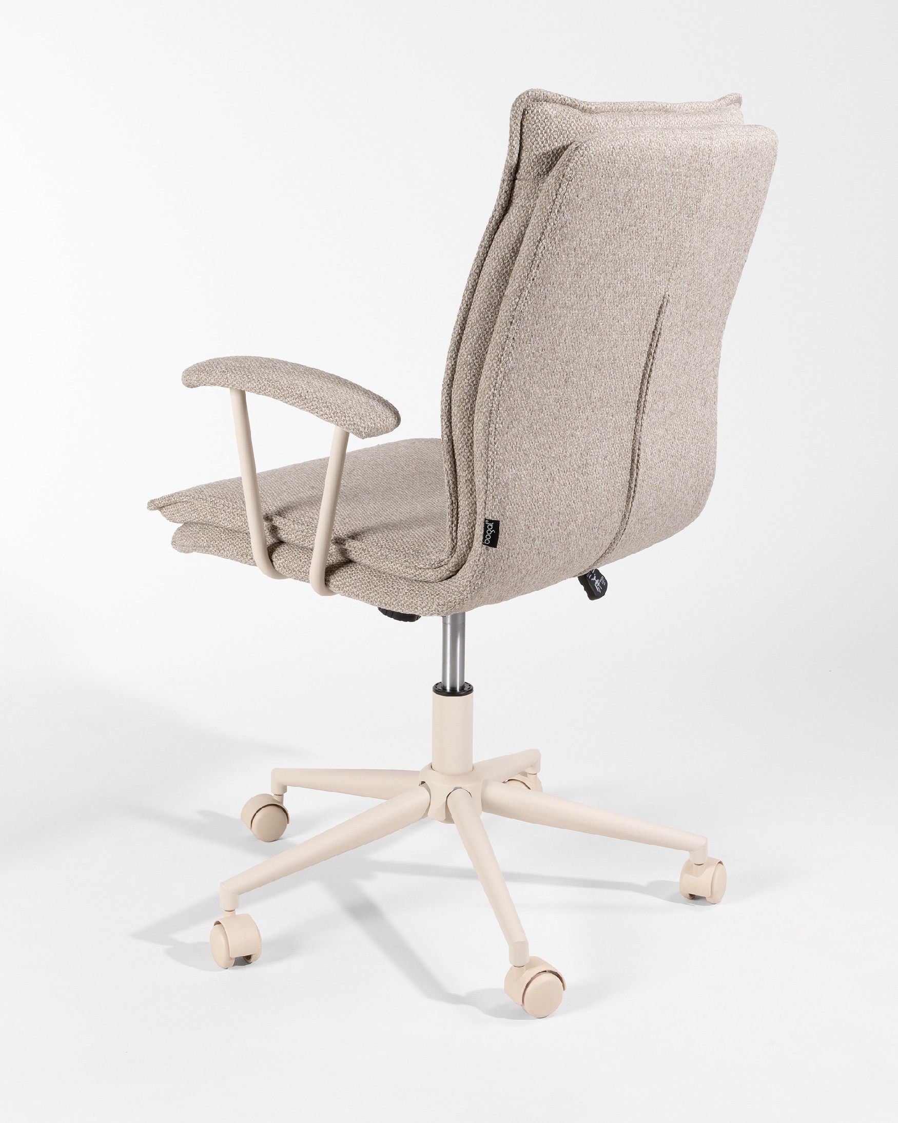 Basel swivel chair with wheels, upholstered in brown with ivory metal legs
