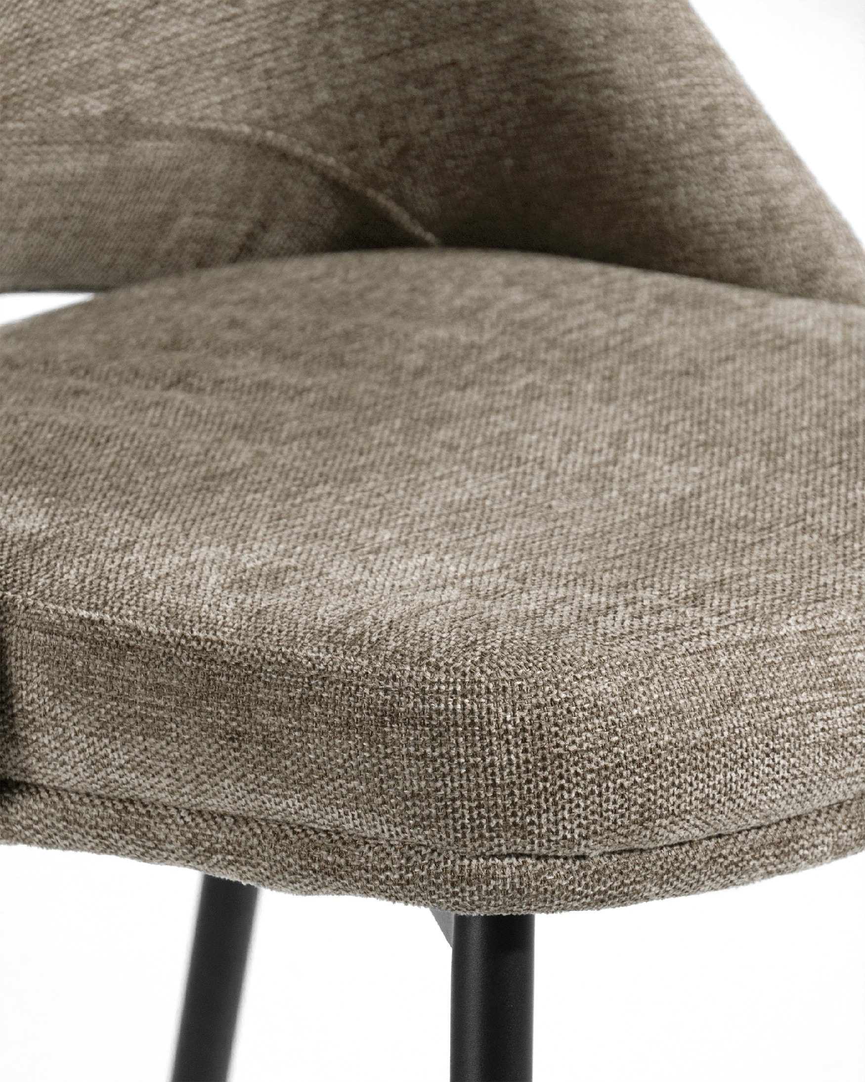 Beirut chair with brown upholstery and black metal legs
