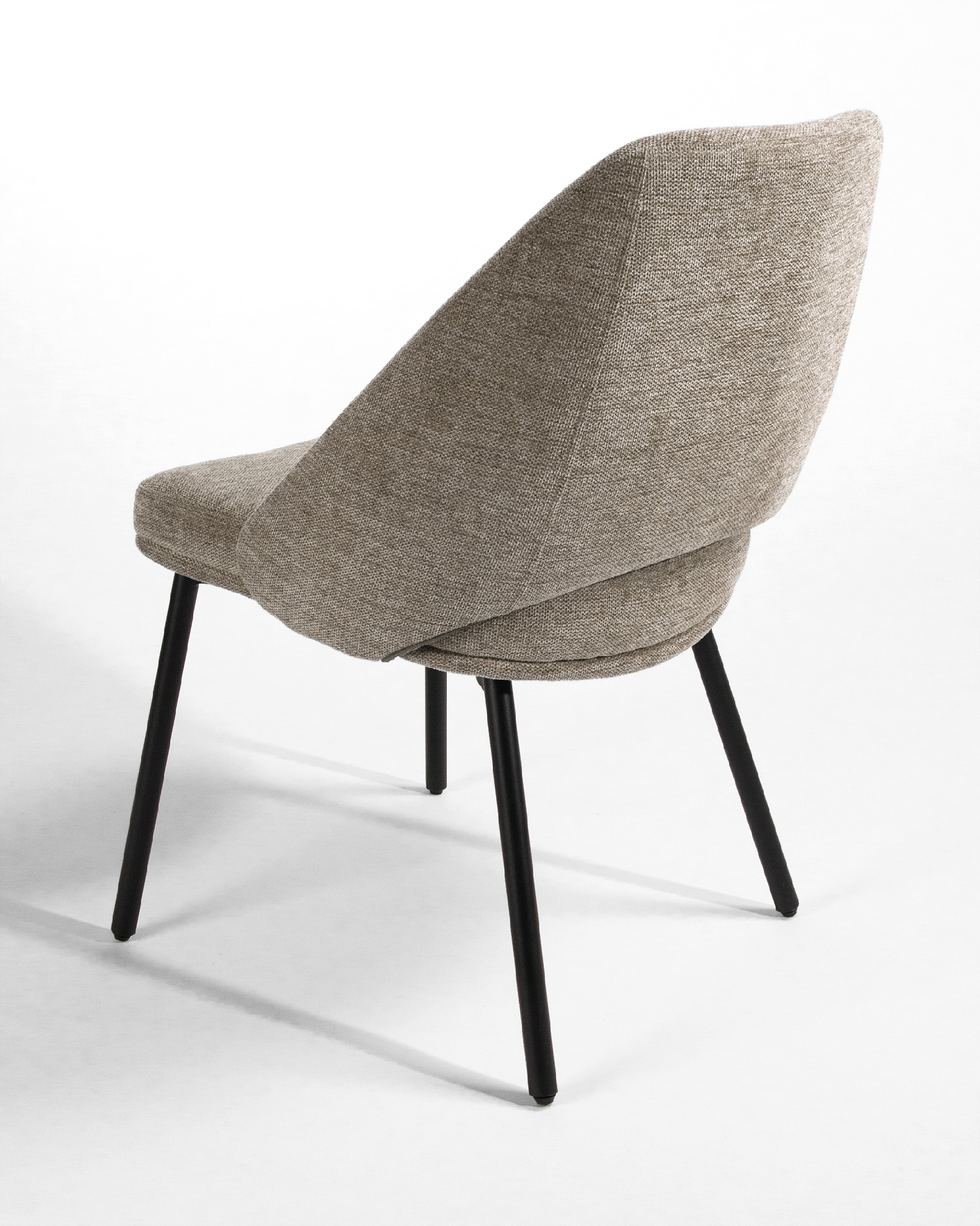 Beirut chair with brown upholstery and black metal legs