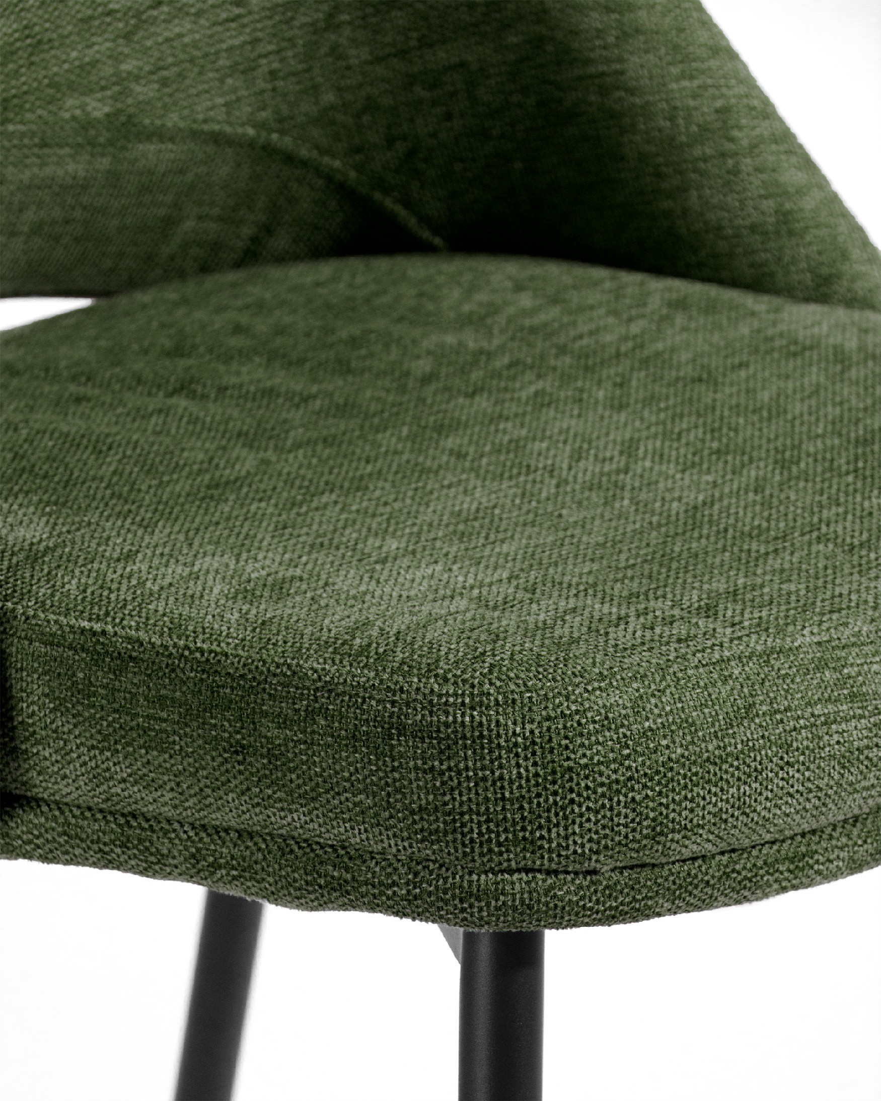Beirut chair with green upholstery and black metal legs