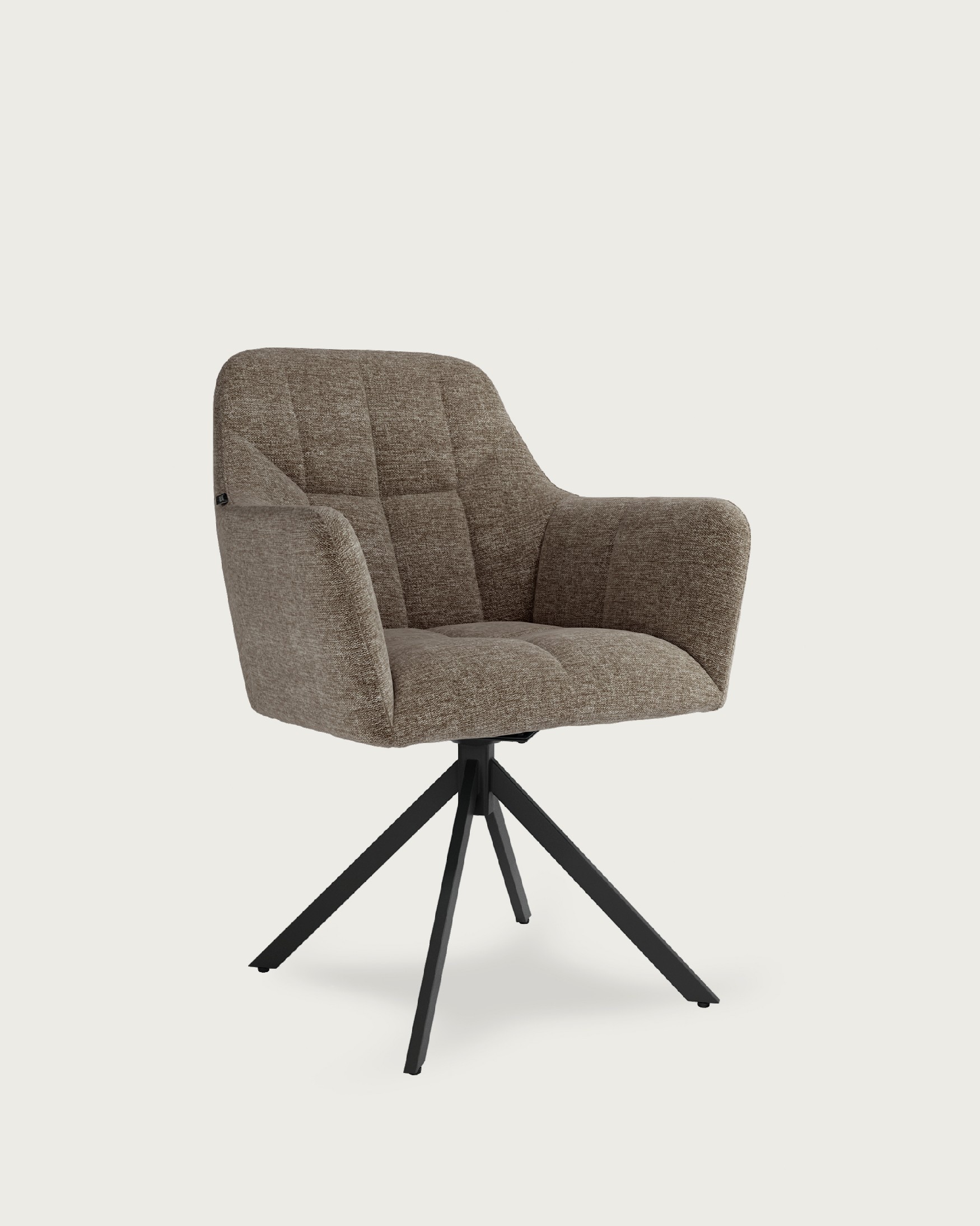 Bergamo swivel chair 180º with return function, brown upholstery and black metal legs