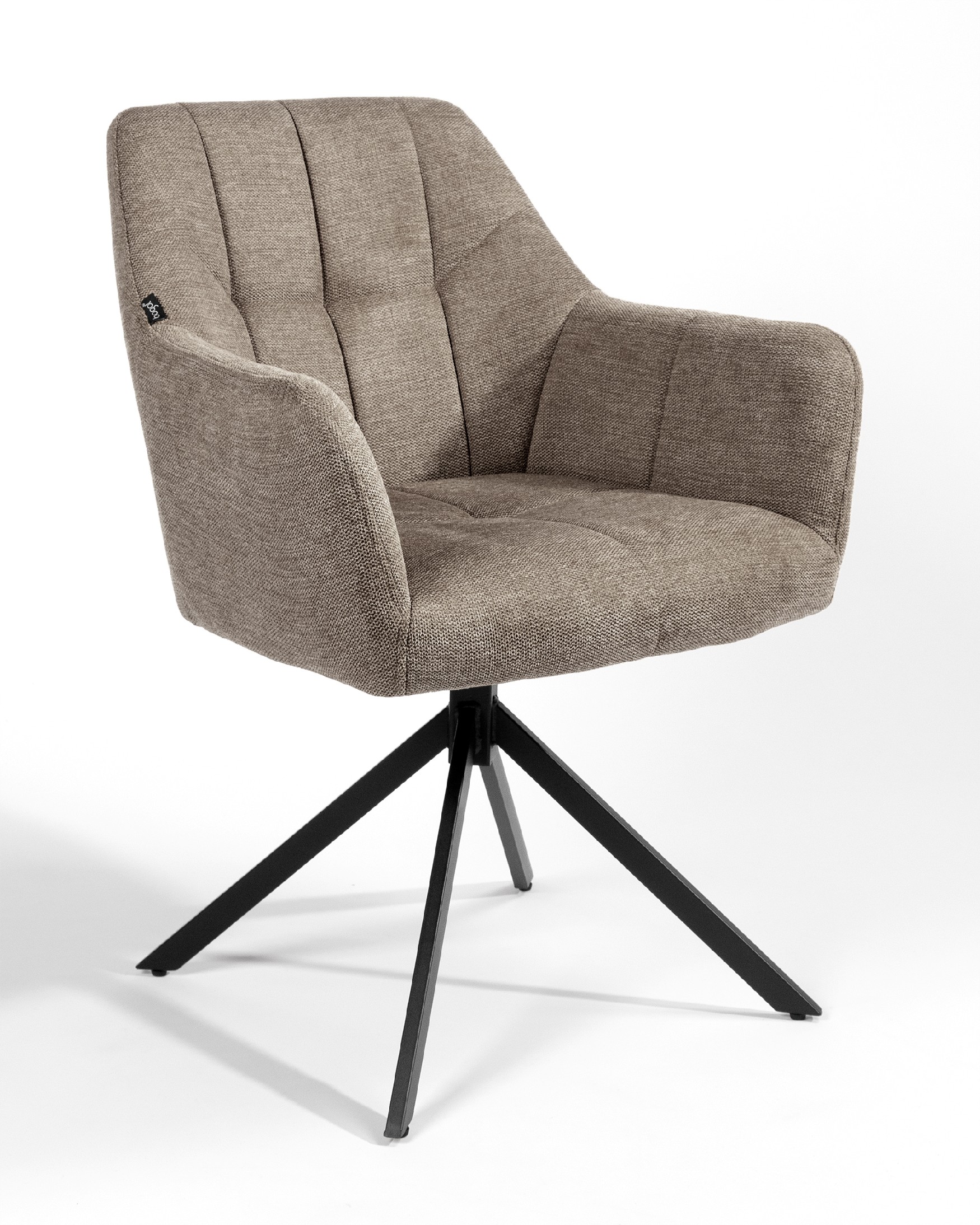 Bergamo swivel chair 180º with return function, brown upholstery and black metal legs