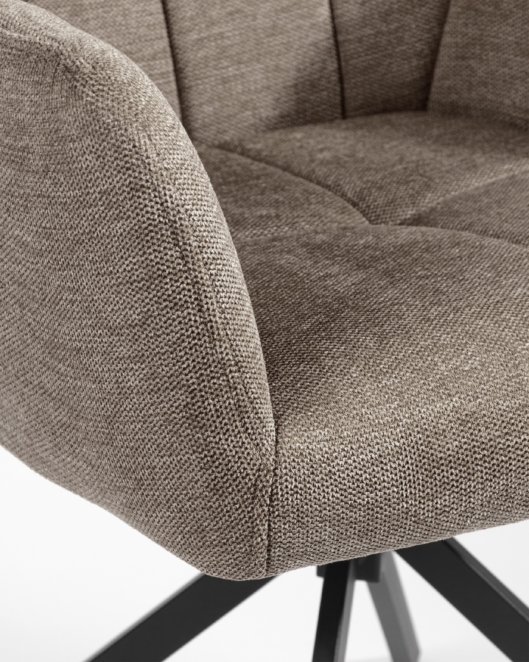 Bergamo swivel chair 180º with return function, brown upholstery and black metal legs