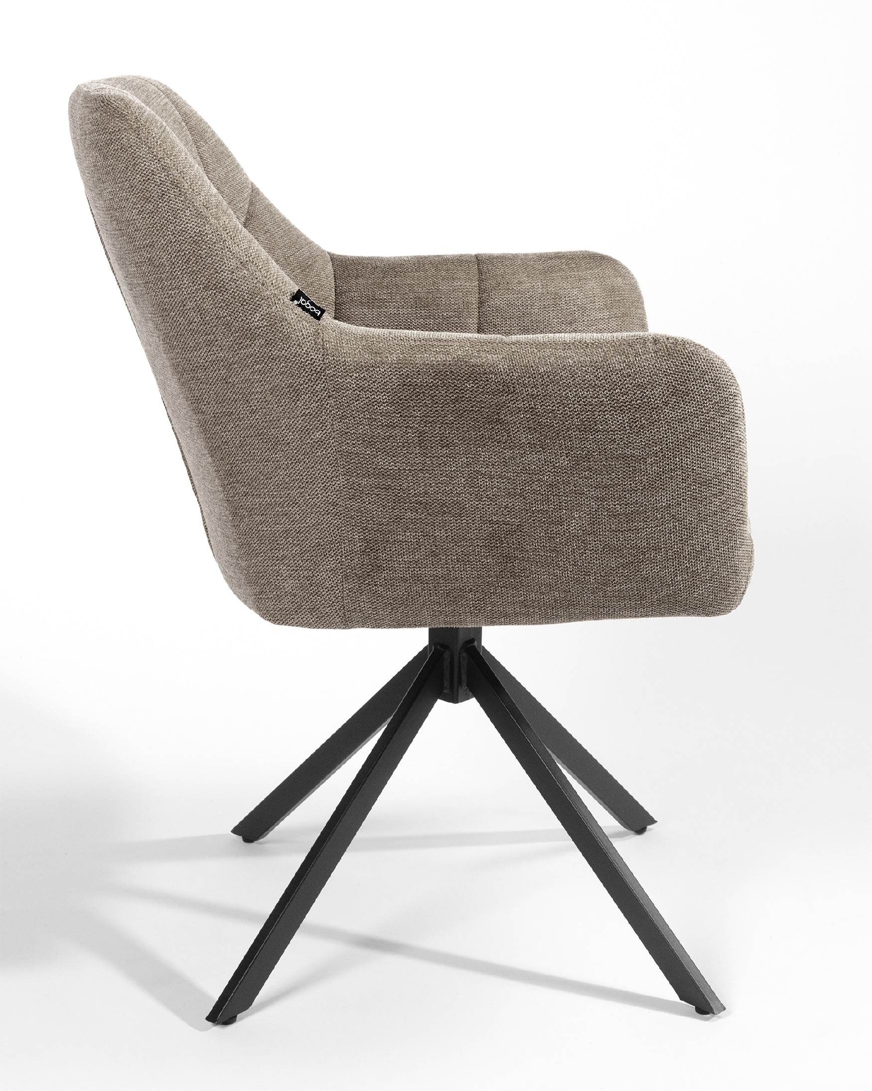 Bergamo swivel chair 180º with return function, brown upholstery and black metal legs