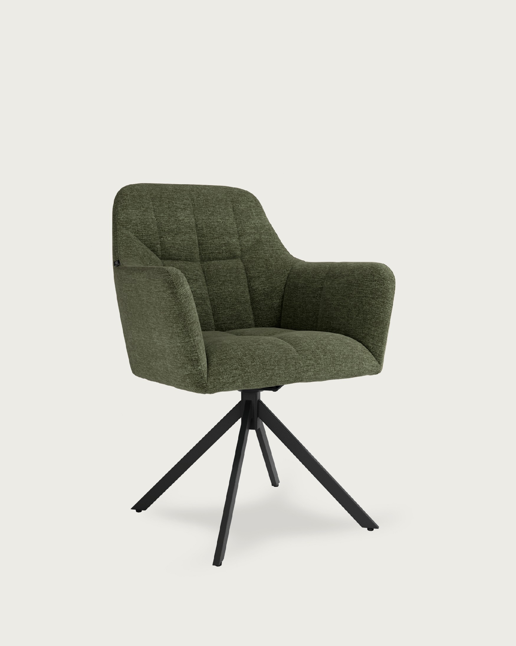 Bergamo swivel chair 180º with return function, green upholstery and black metal legs