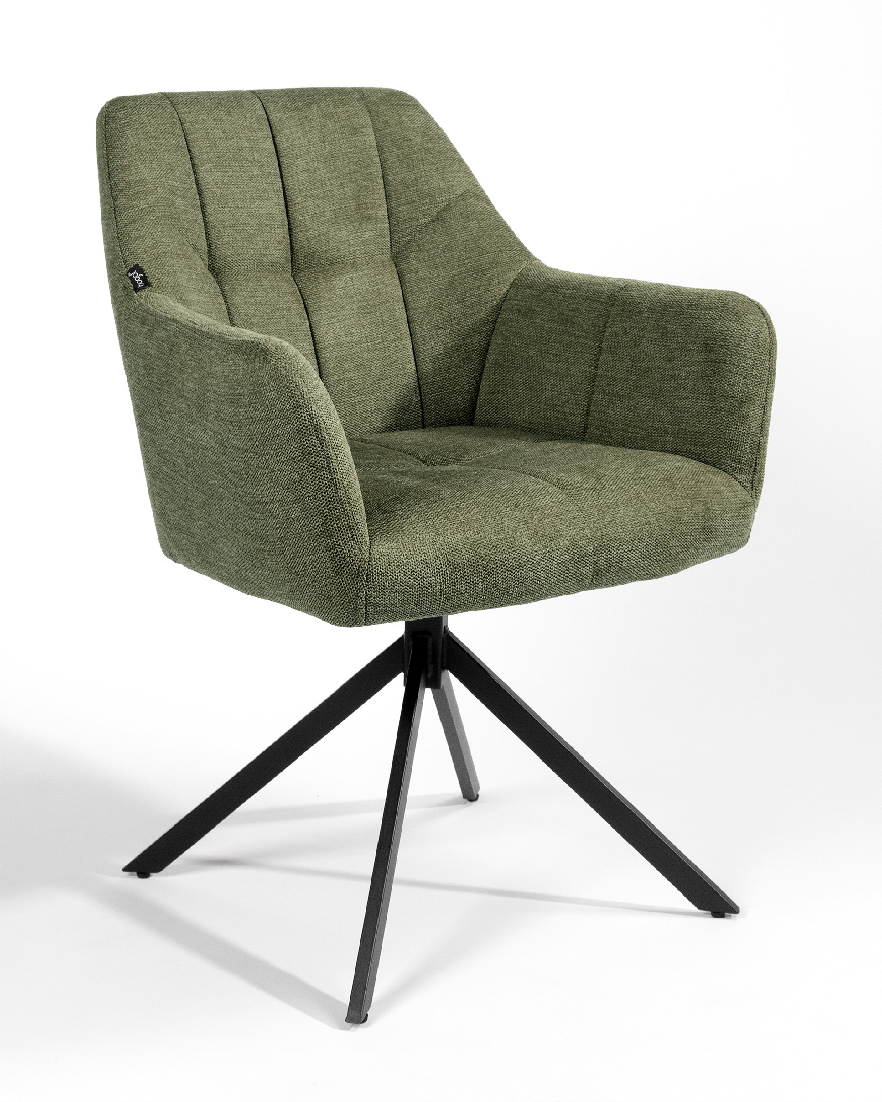 Bergamo swivel chair 180º with return function, green upholstery and black metal legs