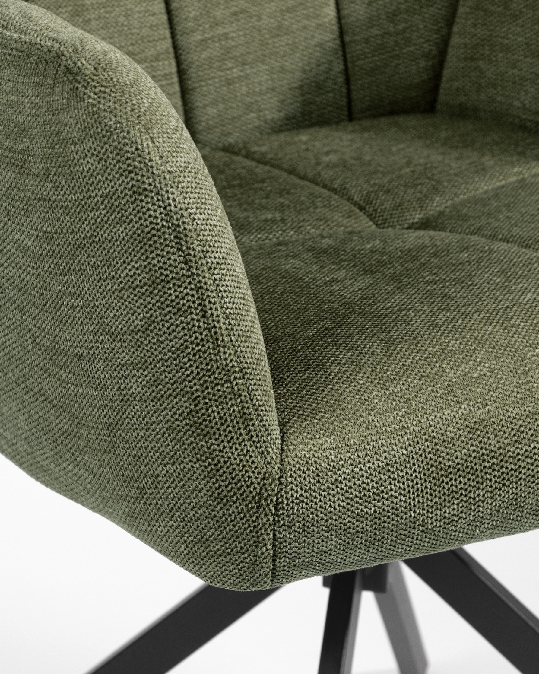 Bergamo swivel chair 180º with return function, green upholstery and black metal legs