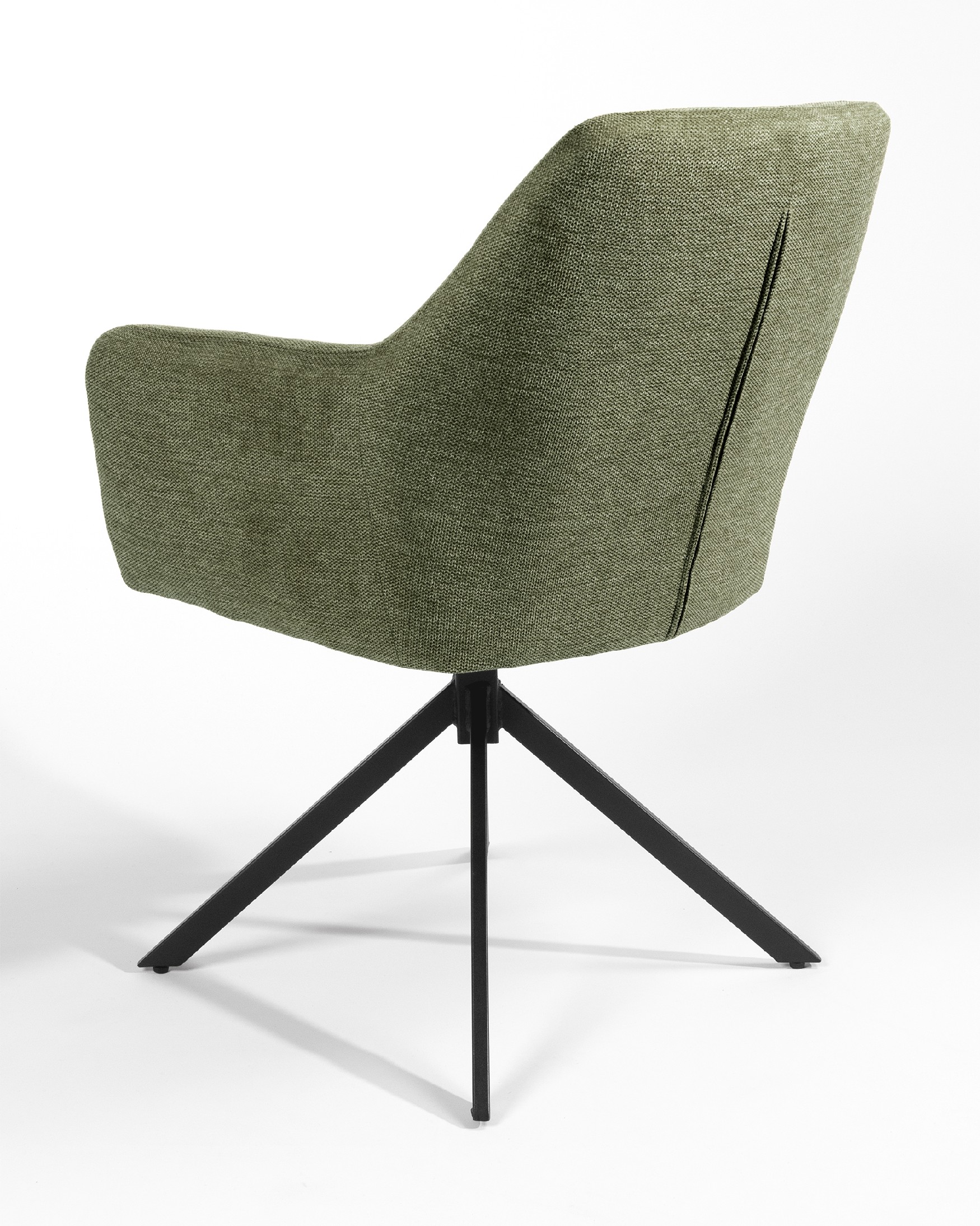 Bergamo swivel chair 180º with return function, green upholstery and black metal legs