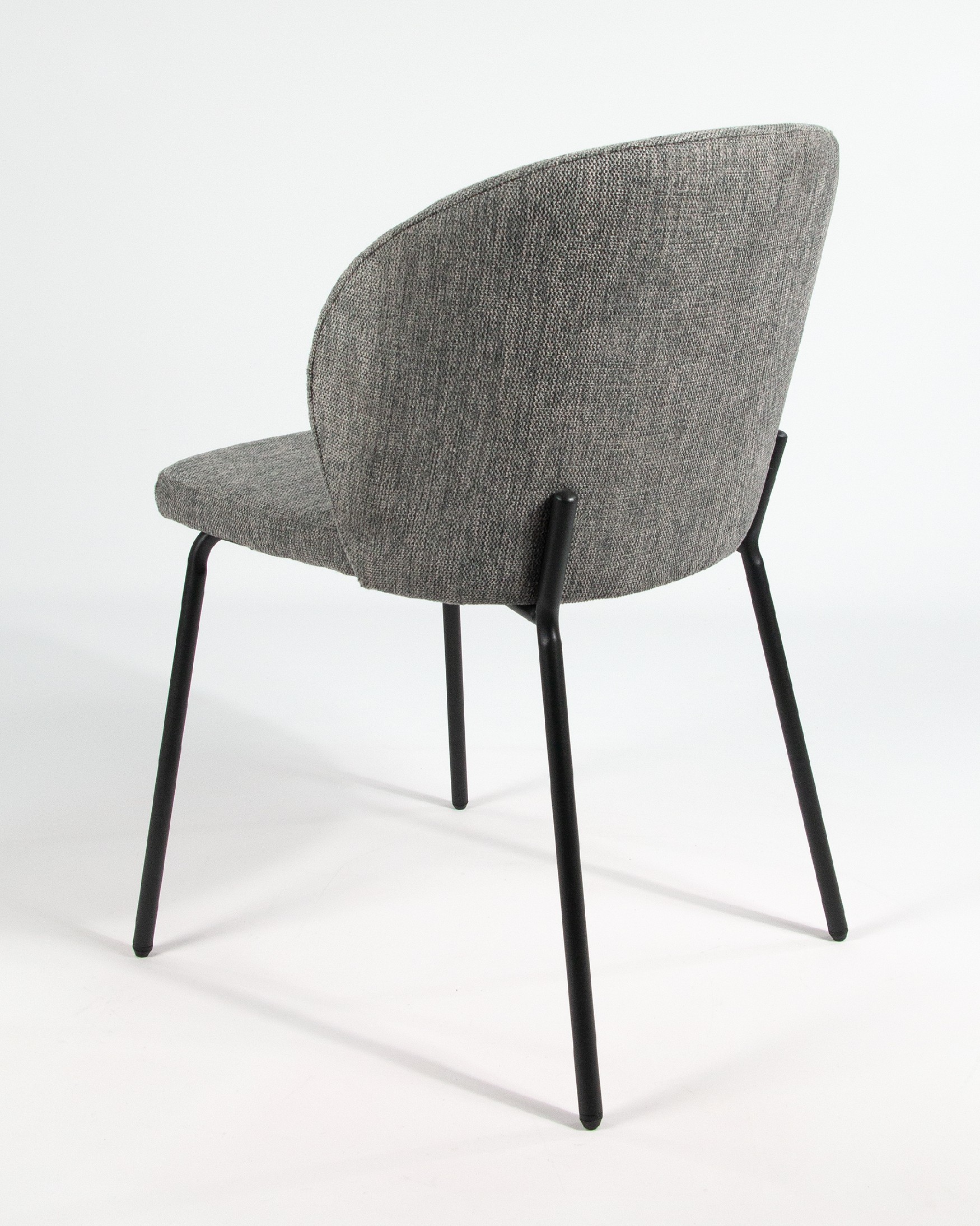 Bergen chair with gray upholstery and black metal legs
