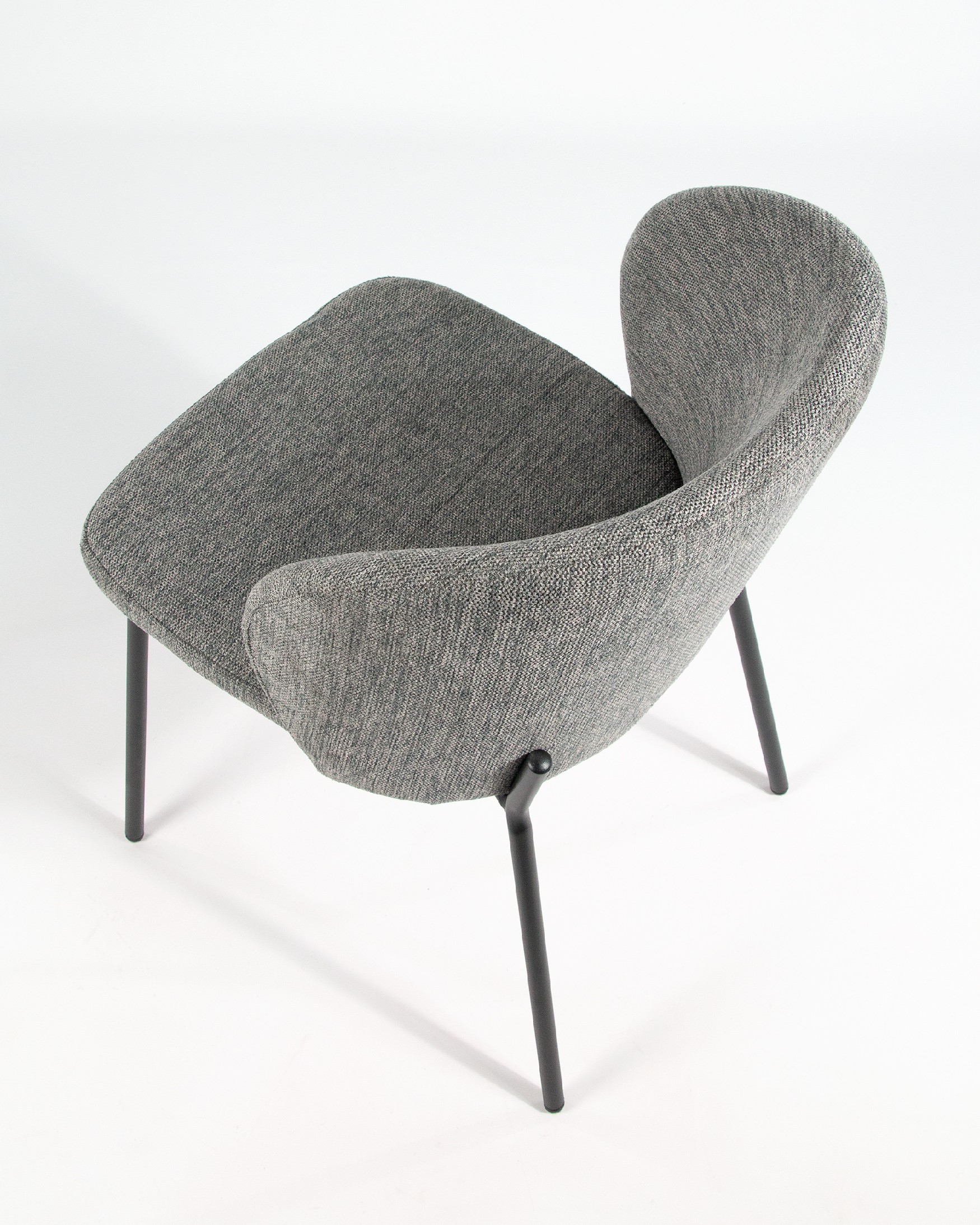 Bergen chair with gray upholstery and black metal legs