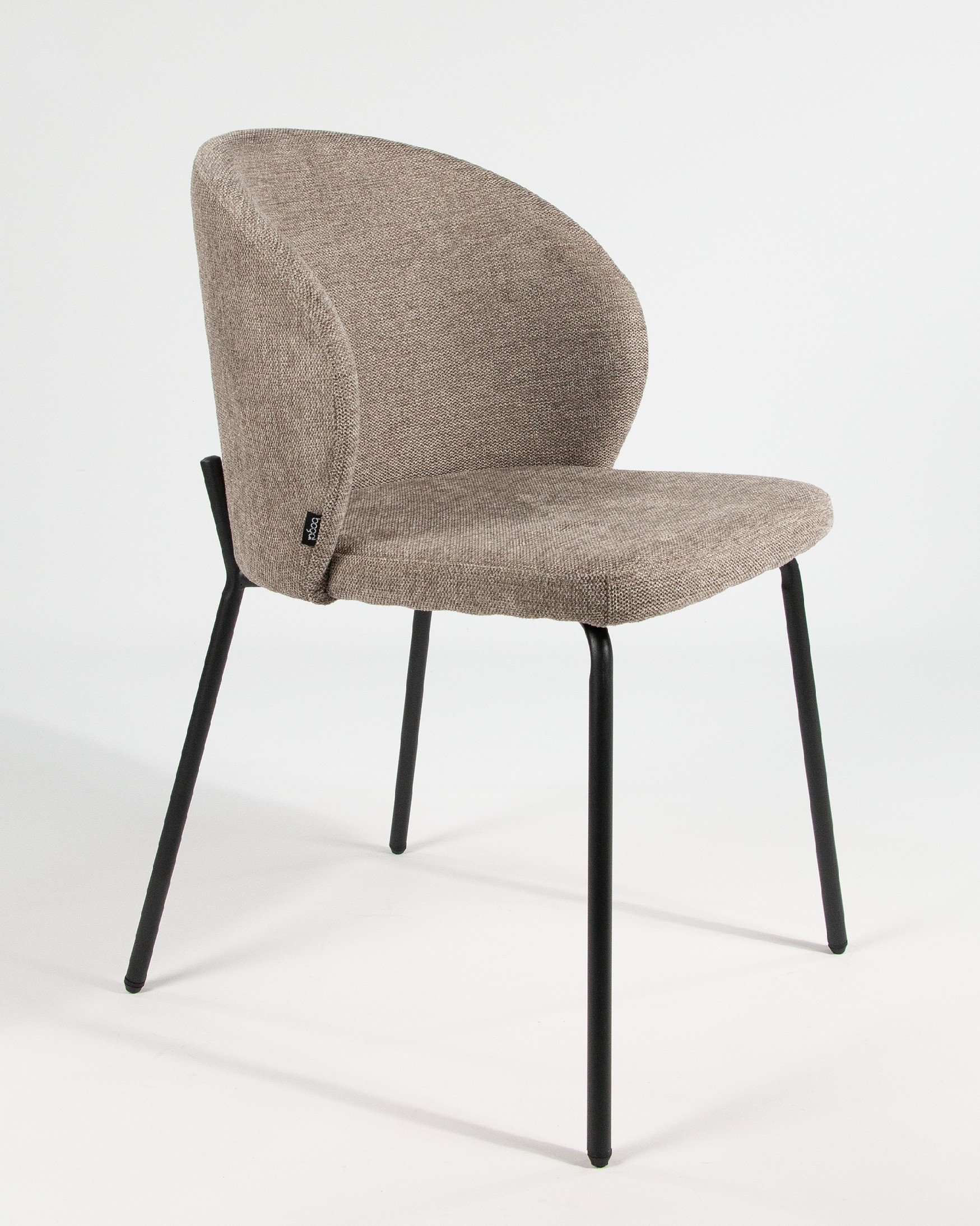 Bergen chair with brown upholstery and black metal legs