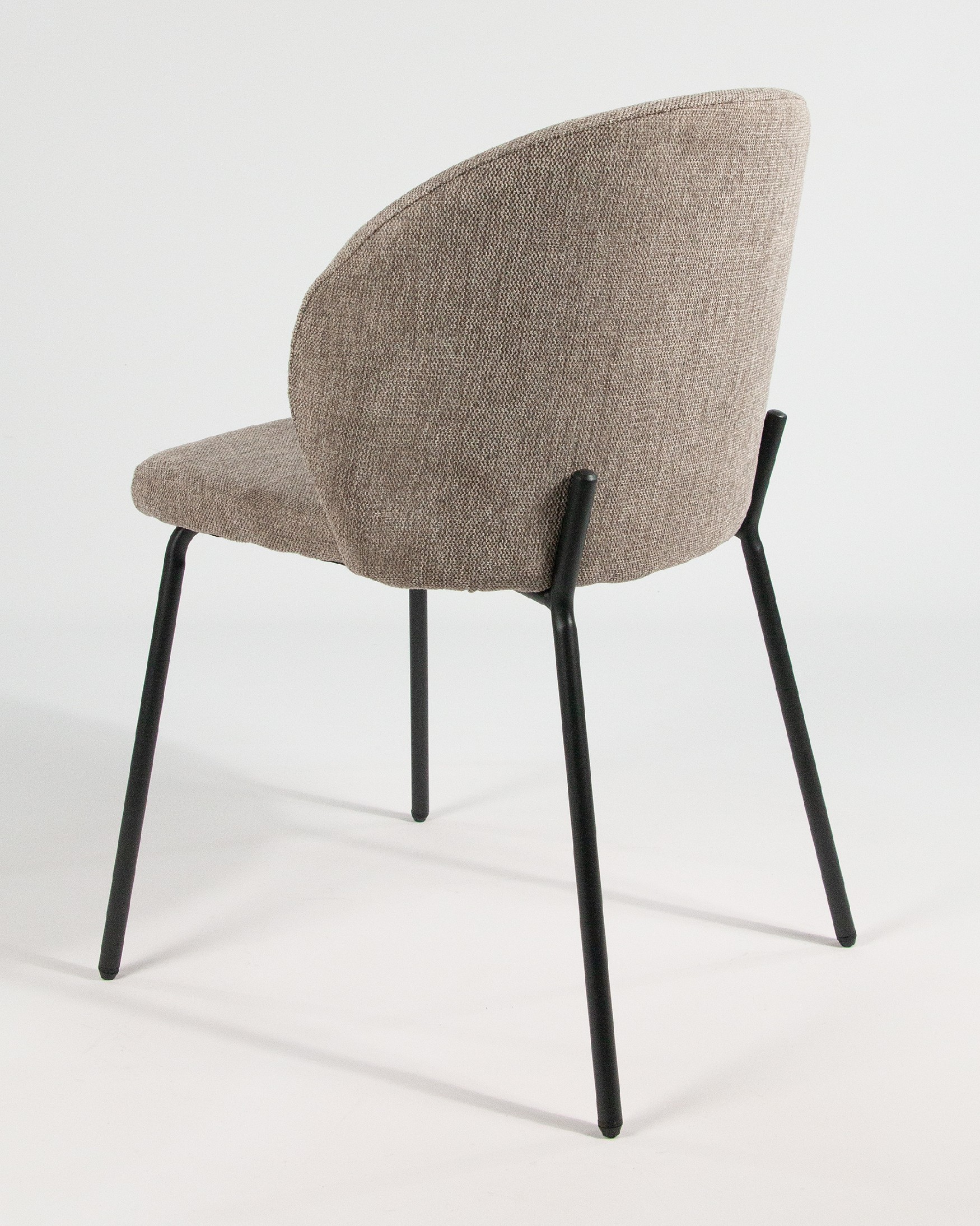 Bergen chair with brown upholstery and black metal legs