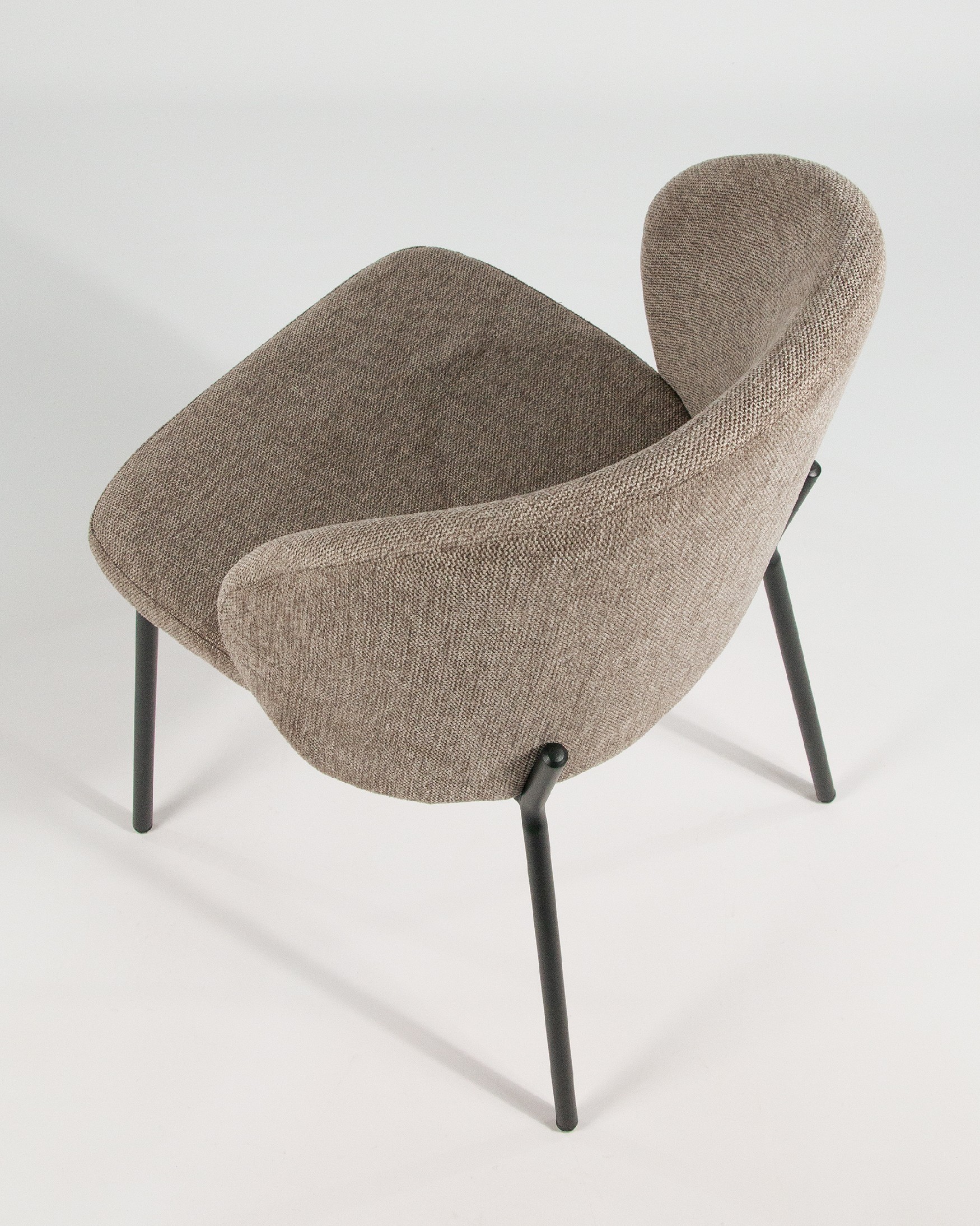 Bergen chair with brown upholstery and black metal legs