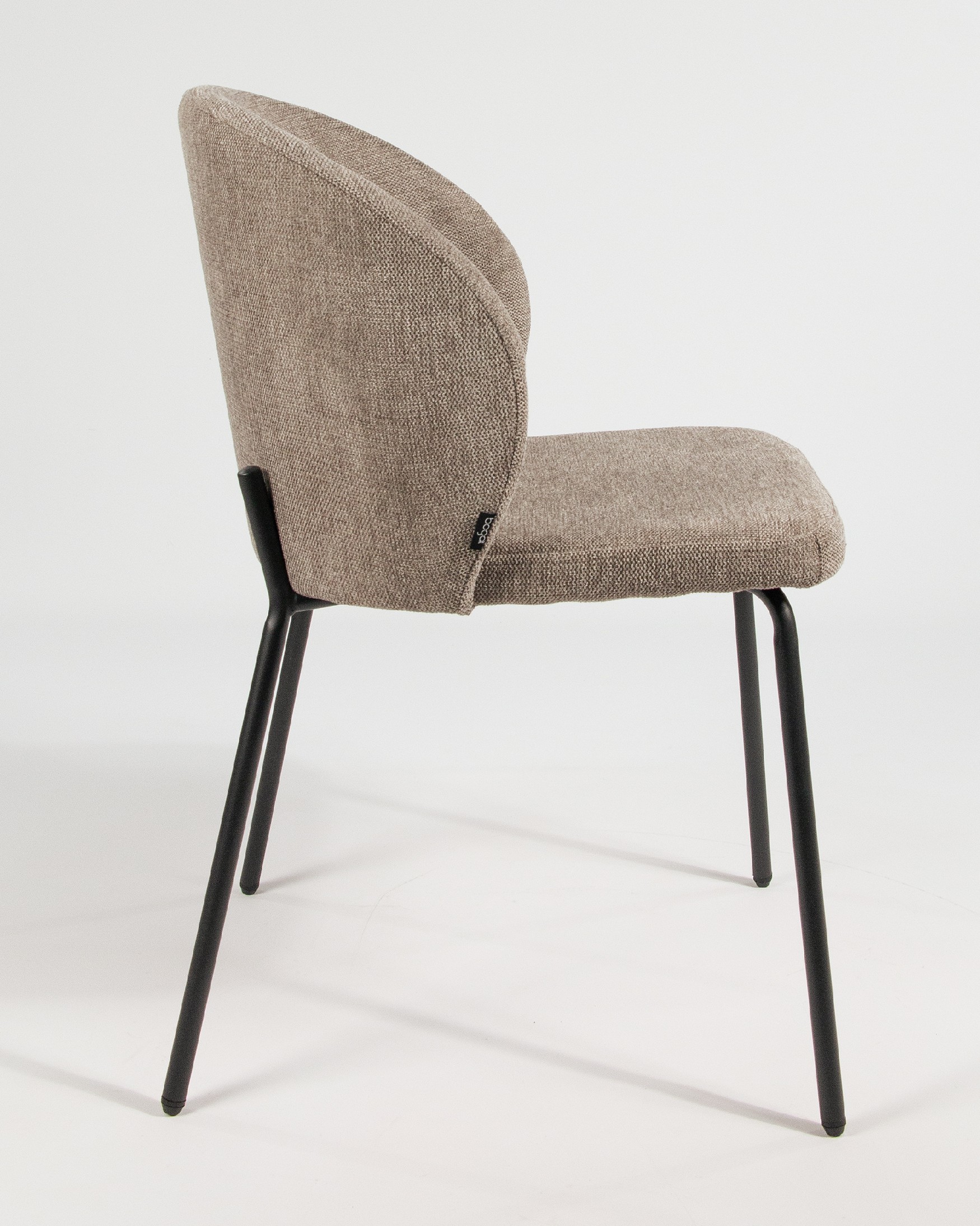 Bergen chair with brown upholstery and black metal legs