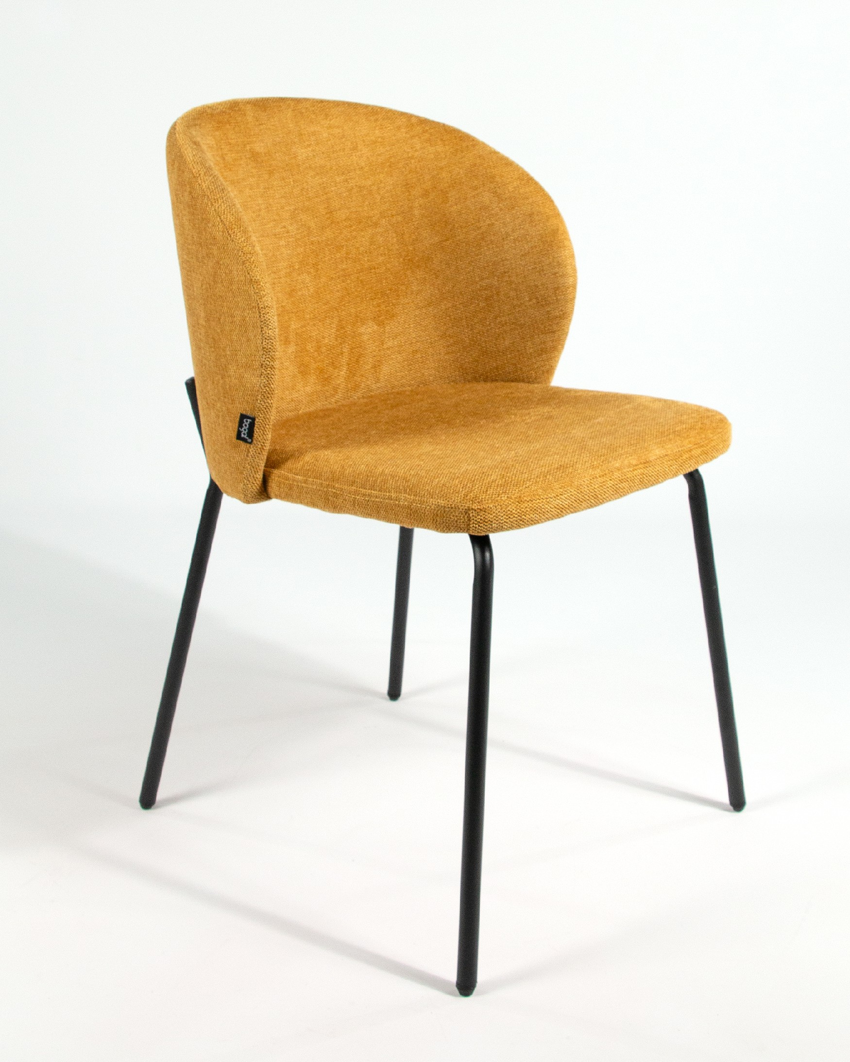Bergen chair with mustard upholstery and black metal legs