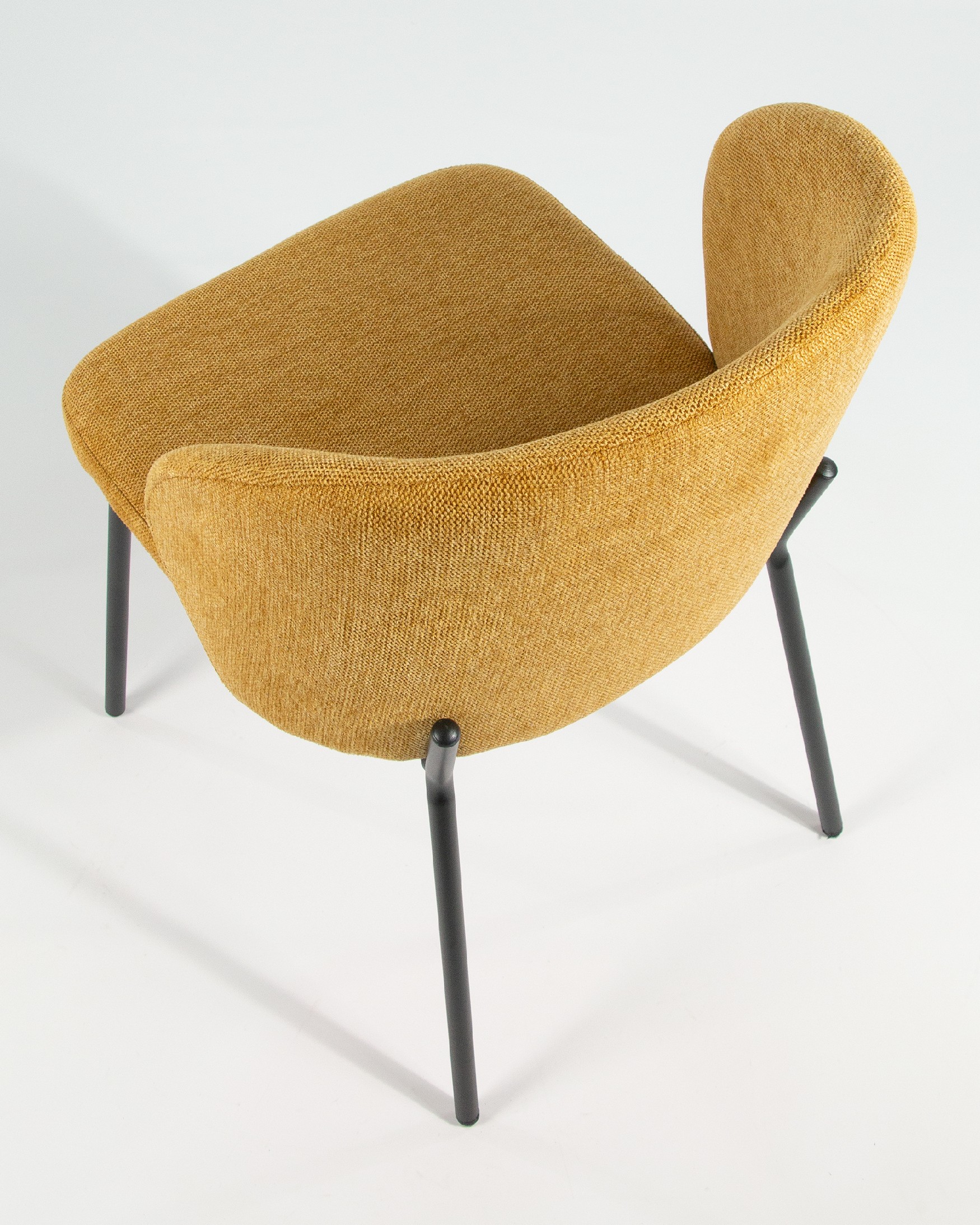 Bergen chair with mustard upholstery and black metal legs