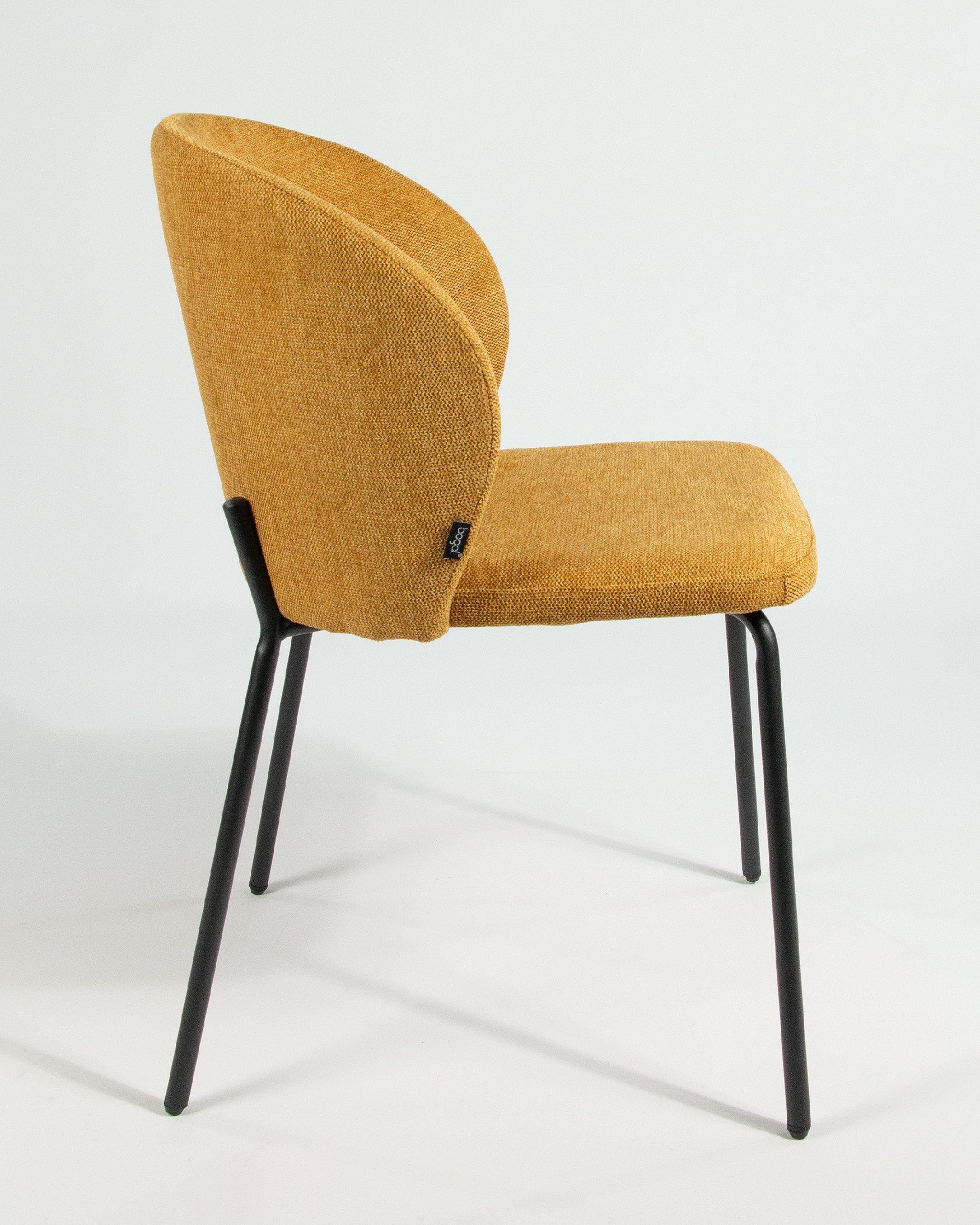 Bergen chair with mustard upholstery and black metal legs