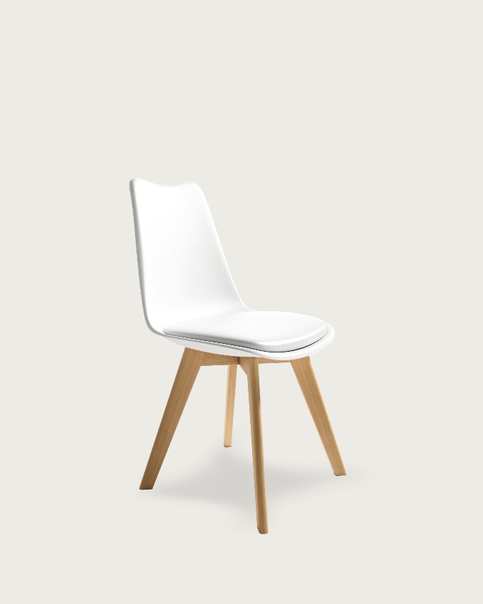 Berlin chair with white upholstery and wooden legs