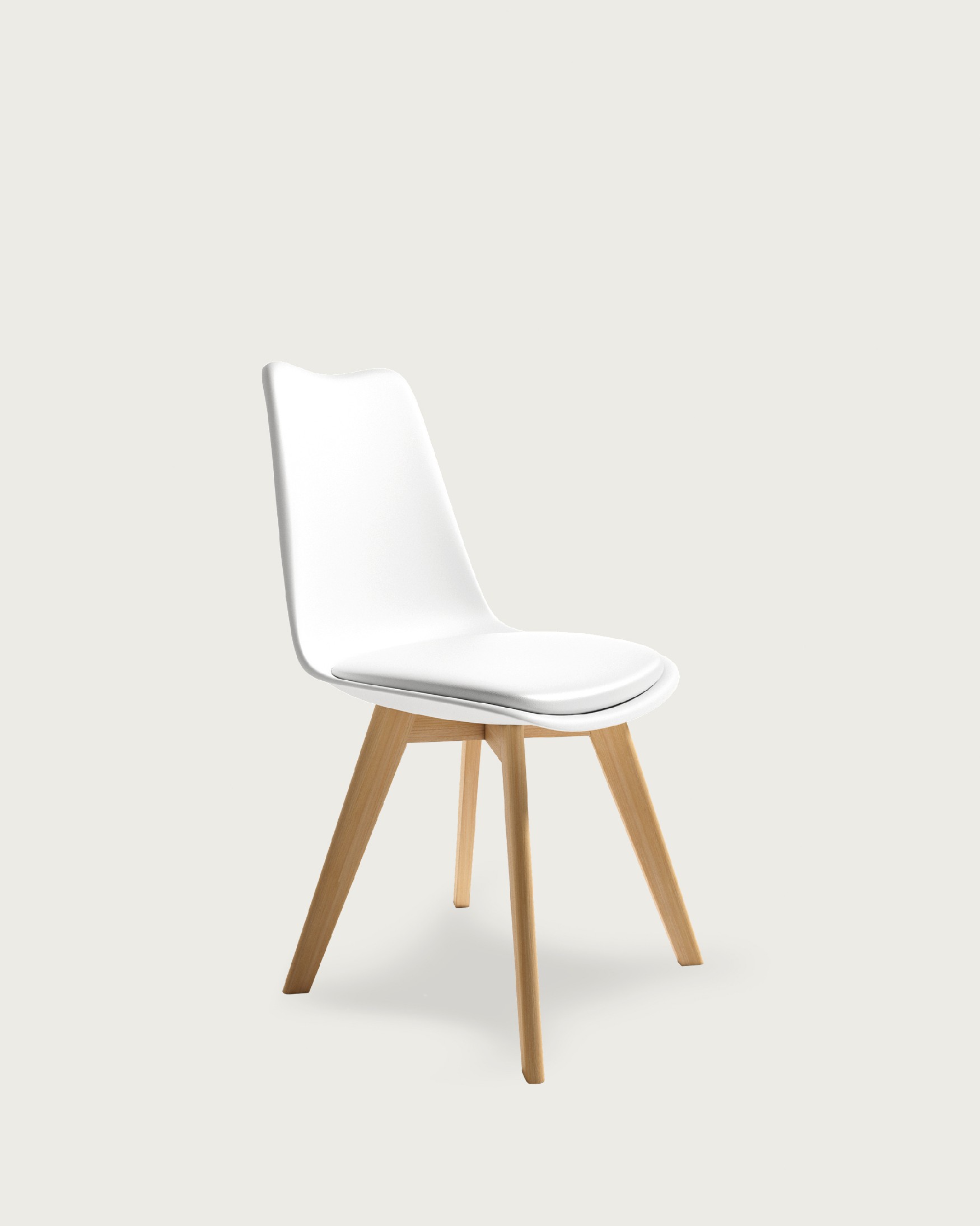 Silla Berlin con tapizado blanco y patas madera