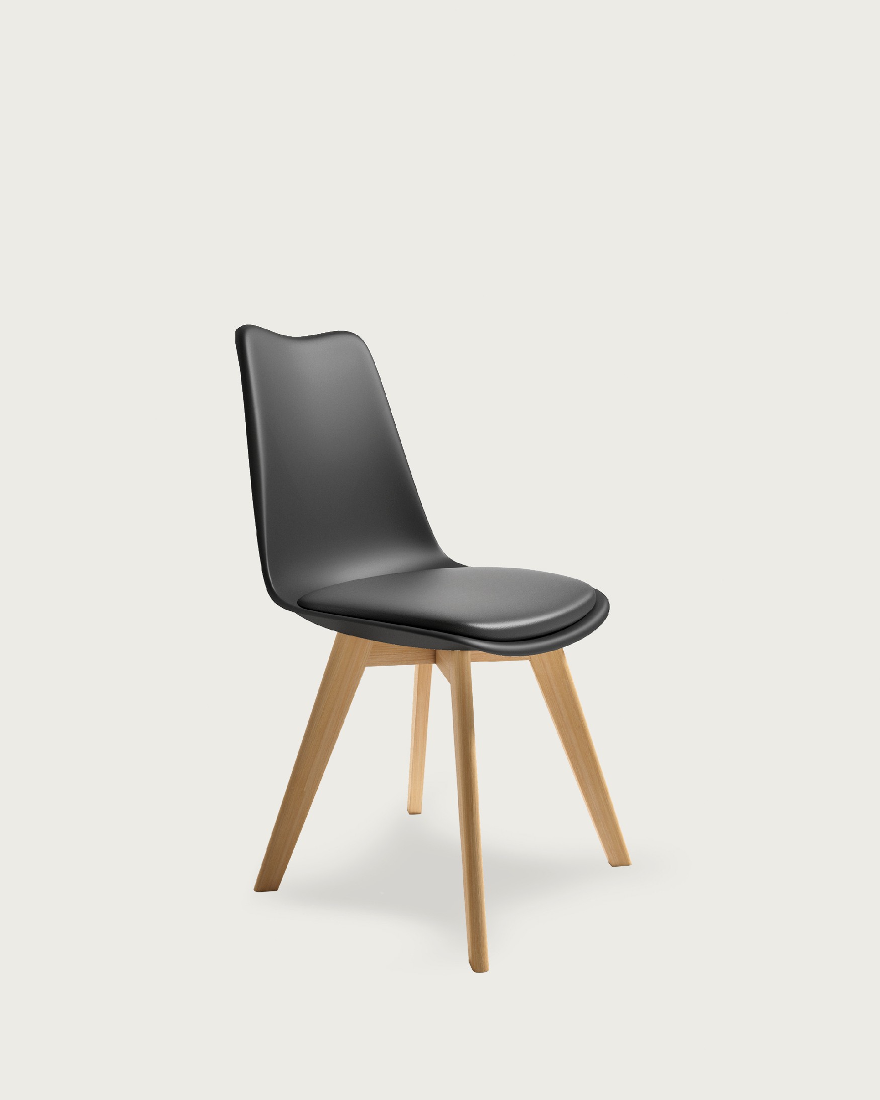 Chaise Berlin avec un revêtement gris foncé et des pieds en bois