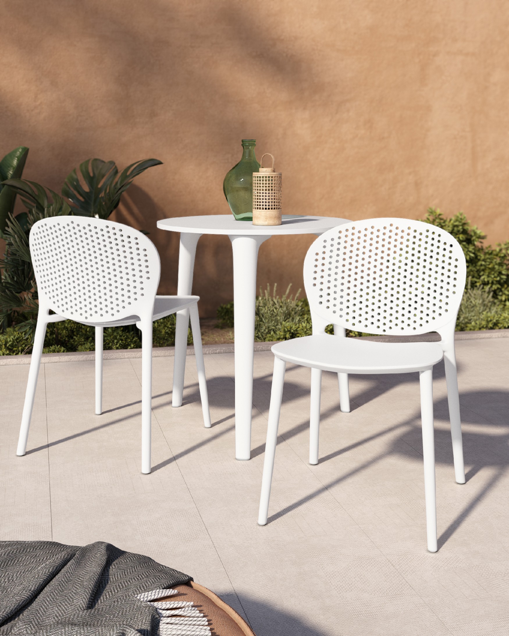 Chaise Bogotá en polypropylène de couleur blanche