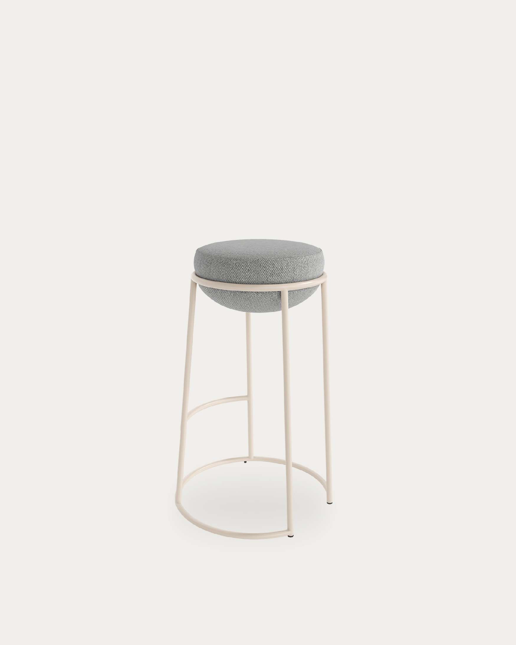 High stool 70 cm Boing with gray upholstery and ivory metal structure