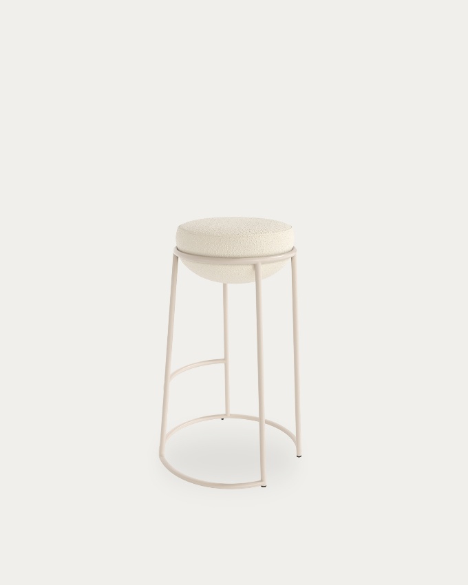 High stool 70 cm Boing with white upholstery and ivory metal structure