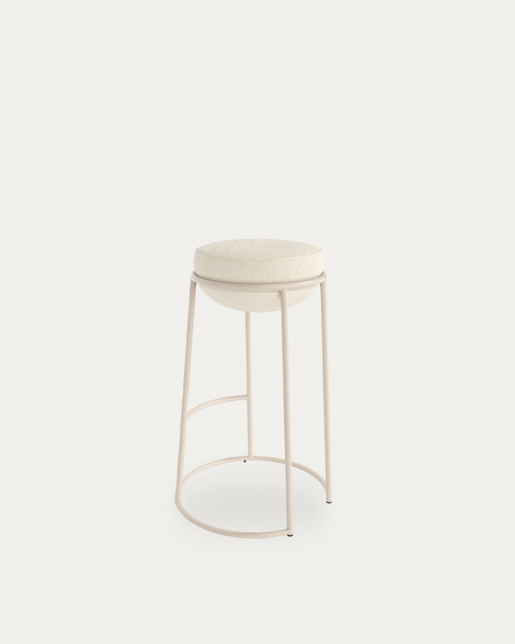 High stool 70 cm Boing with white upholstery and ivory metal structure