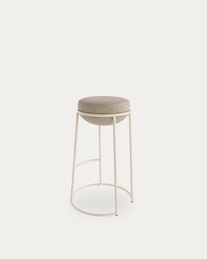 High stool 70 cm Boing with brown upholstery and ivory metal structure