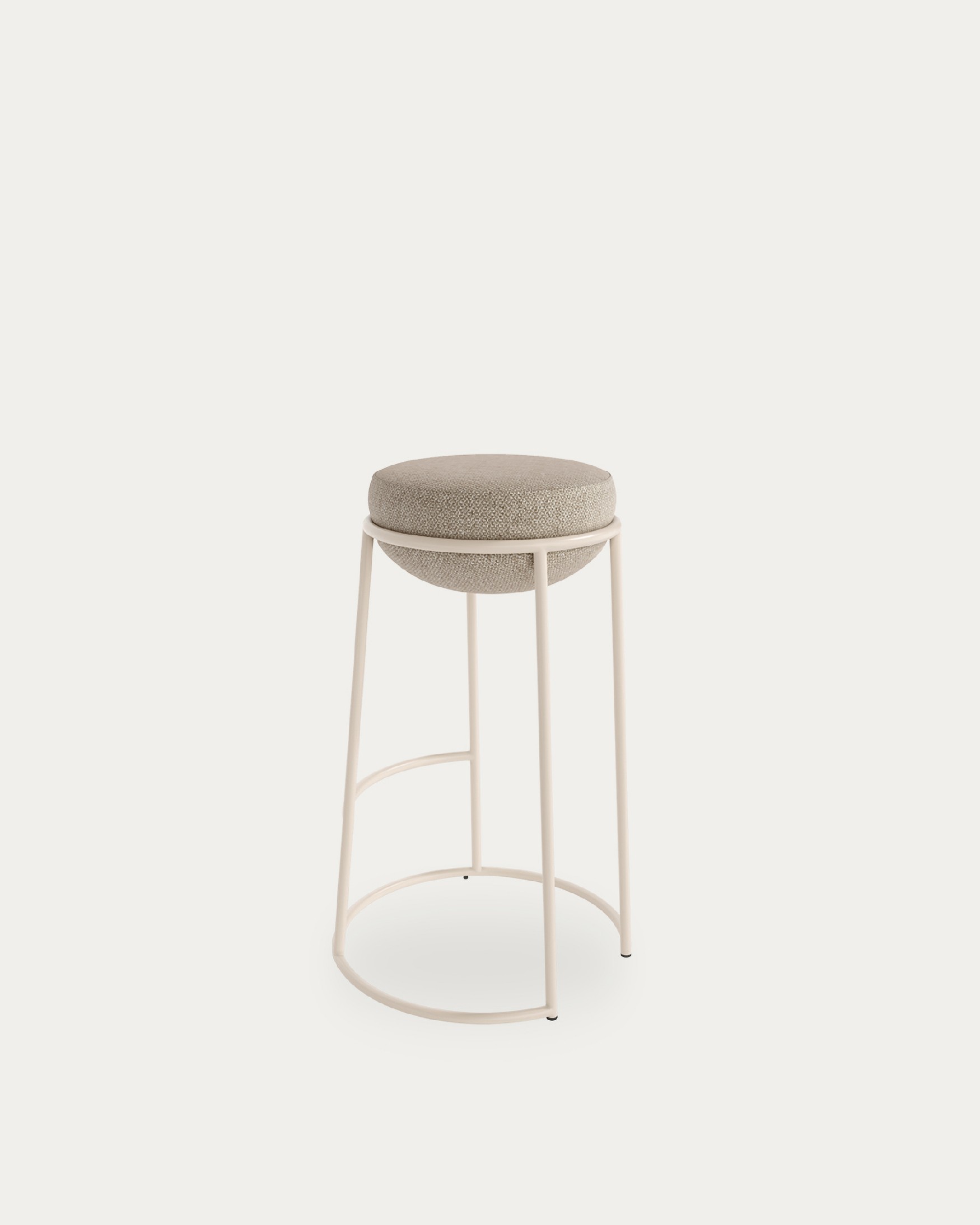 High stool 70 cm Boing with brown upholstery and ivory metal structure