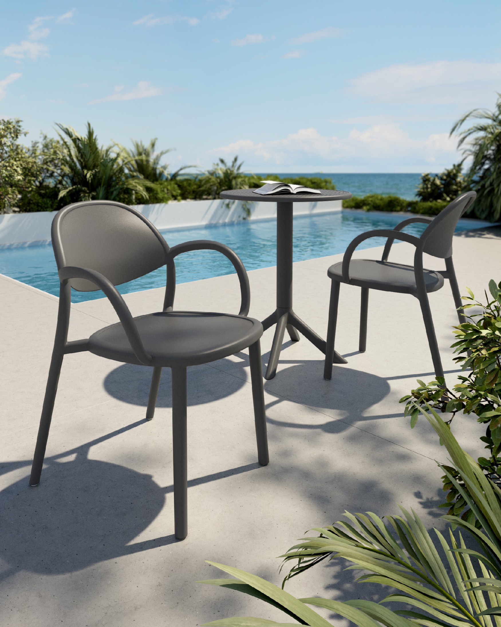 Chaise Bora en polypropylène graphite