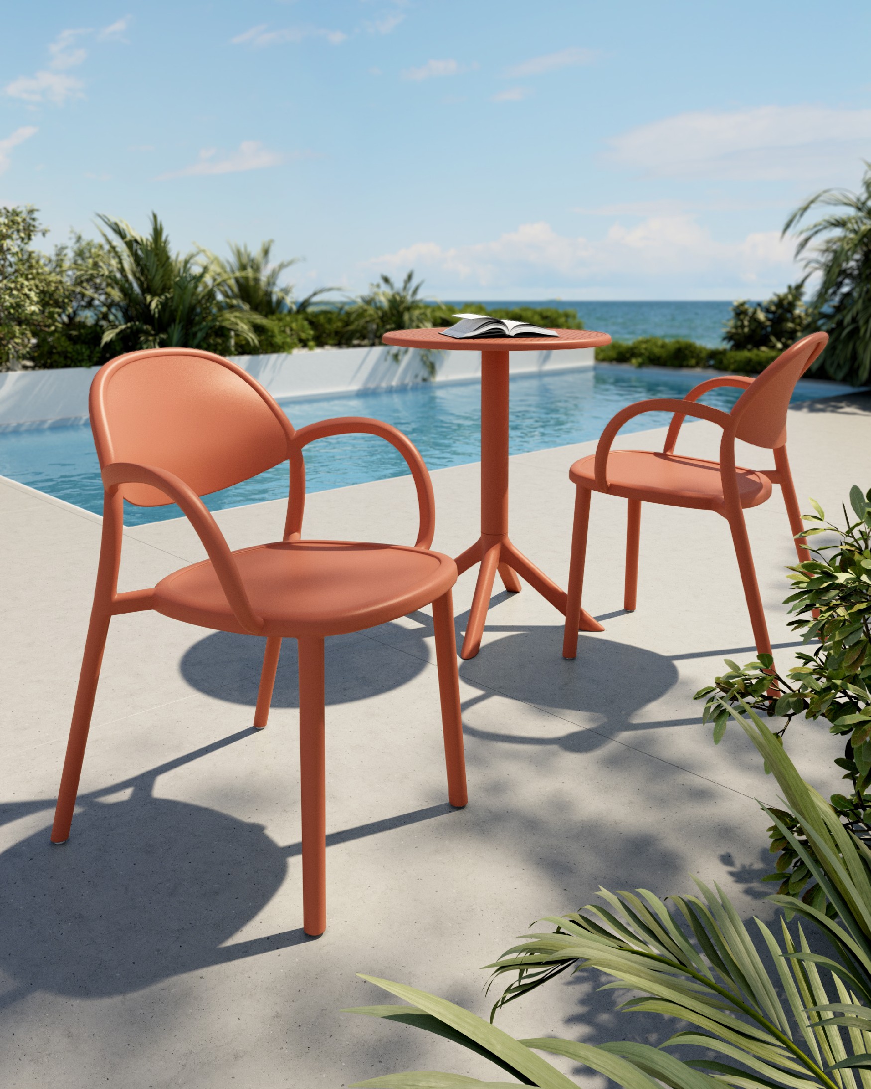 Bora chair in terracotta polypropylene