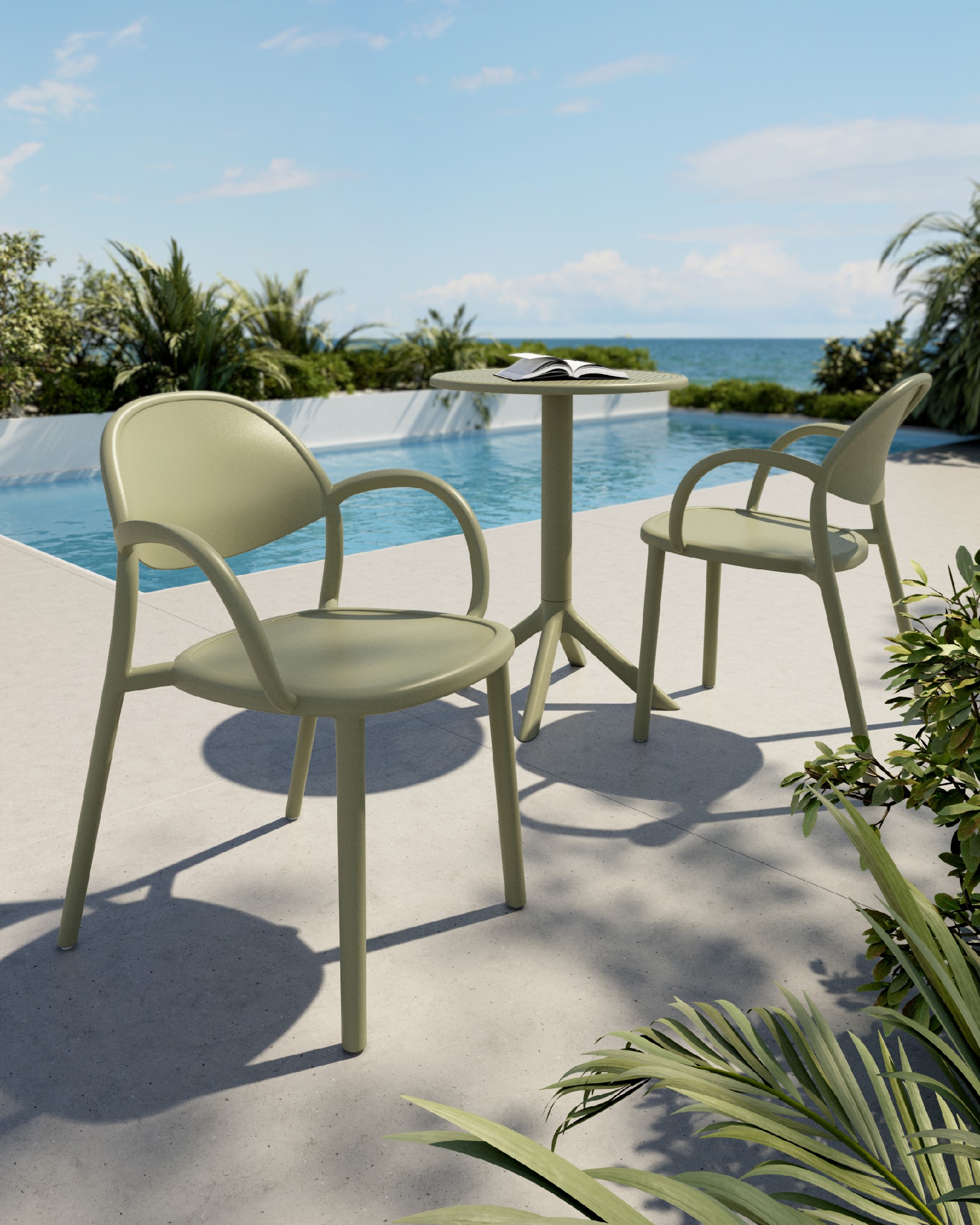 Bora chair in chalk green polypropylene