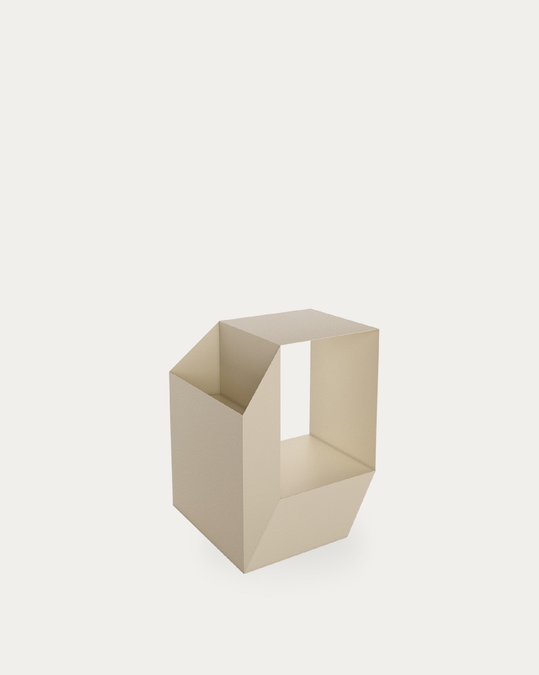 Beige lacquered metal Boxi side table