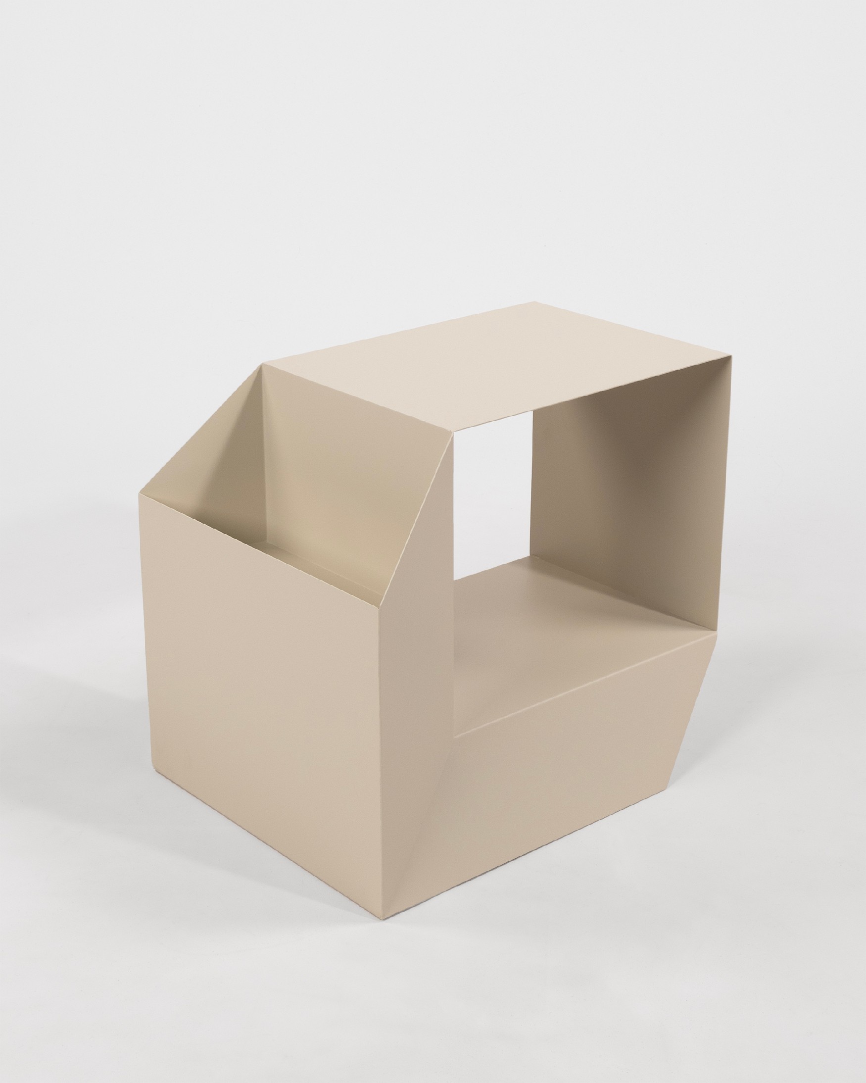 Beige lacquered metal Boxi side table