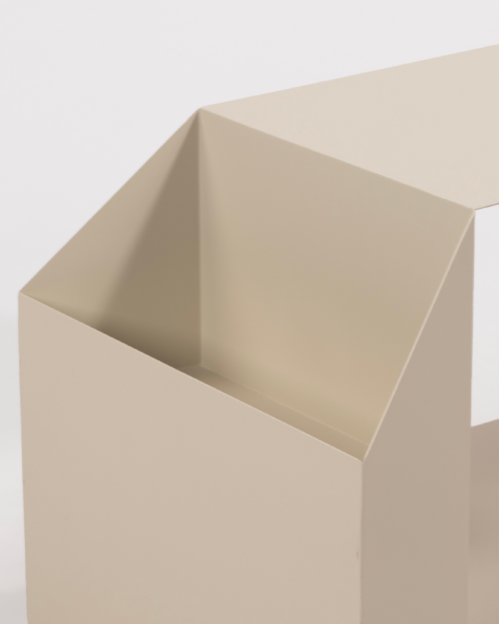 Beige lacquered metal Boxi side table