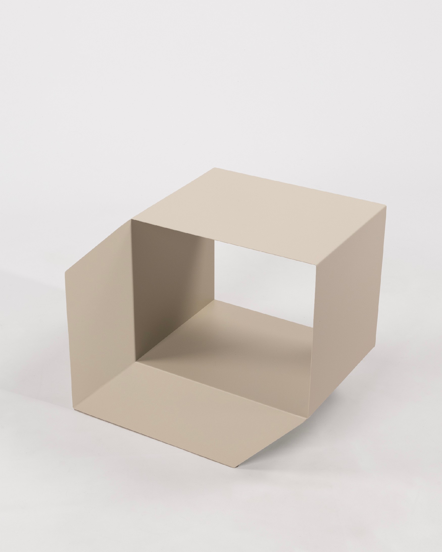 Beige lacquered metal Boxi side table