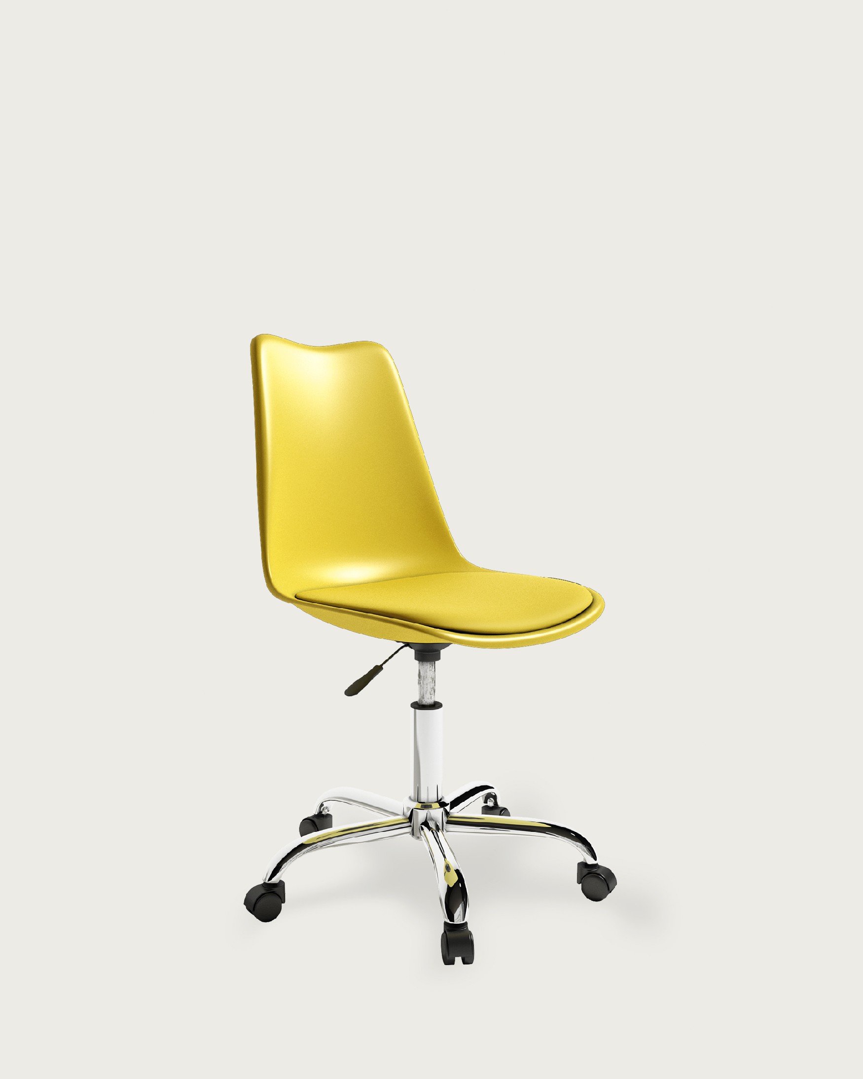 Bremen office chair with polypropylene frame in mustard and chrome leg