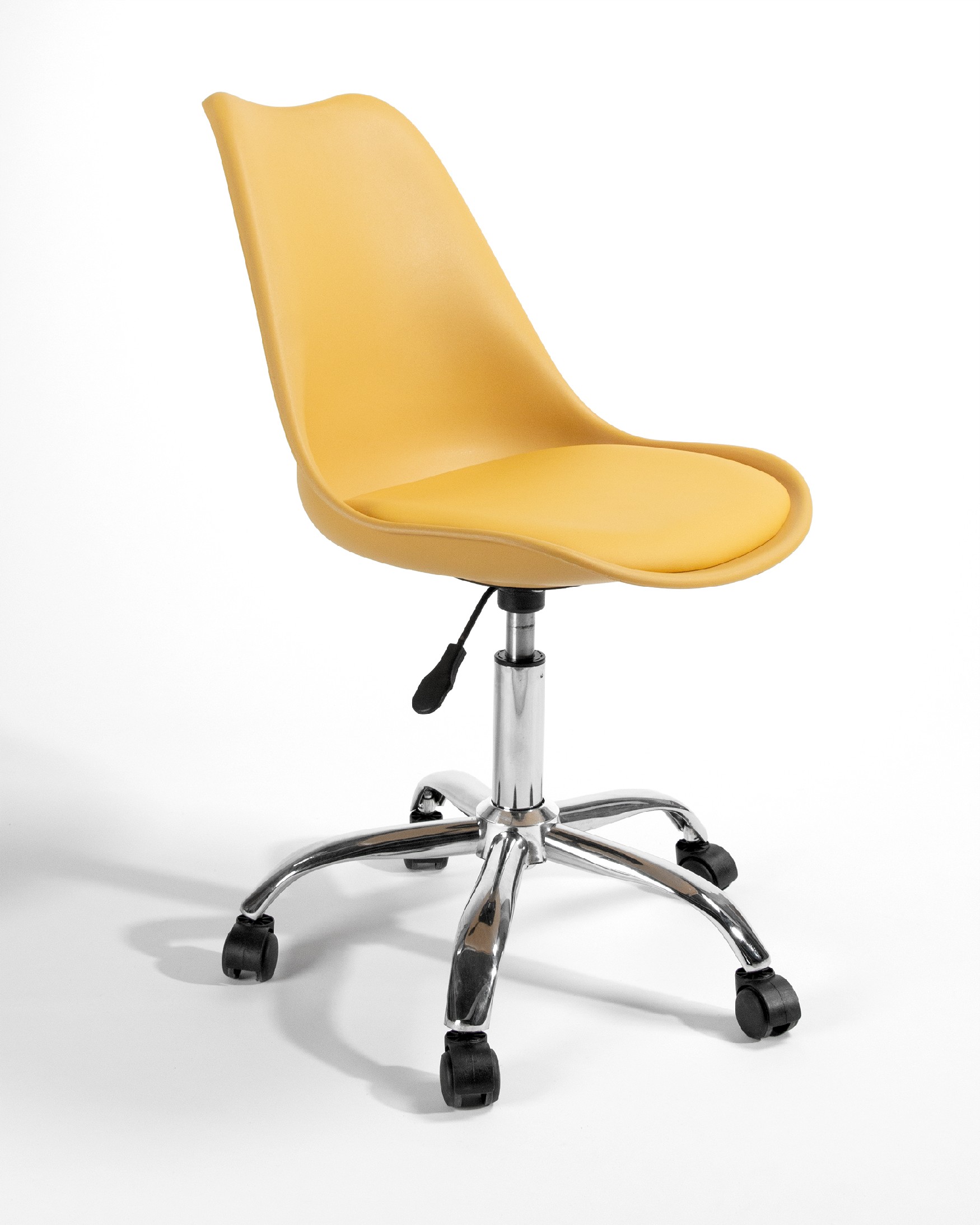 Bremen office chair with polypropylene frame in mustard and chrome leg