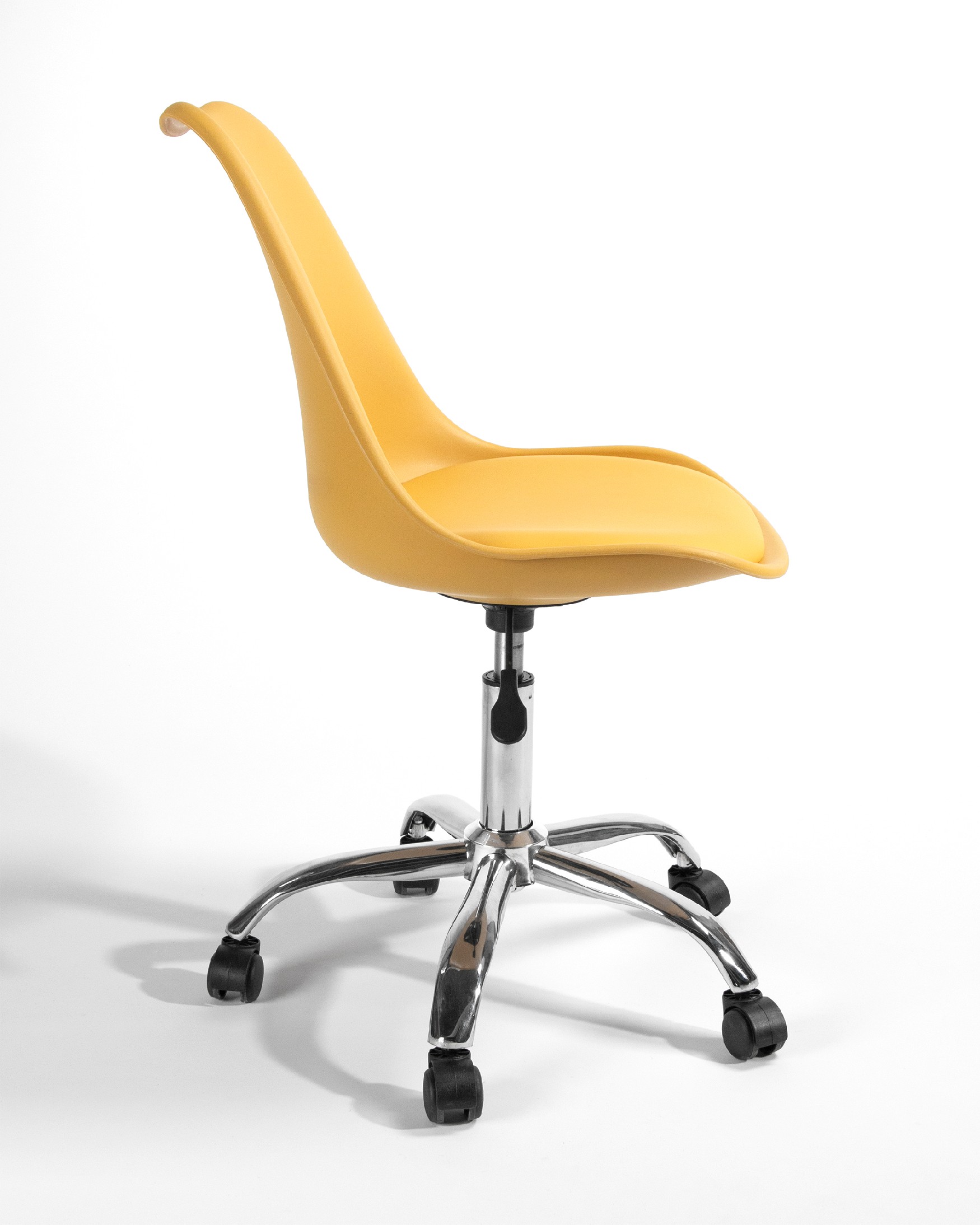 Bremen office chair with polypropylene frame in mustard and chrome leg